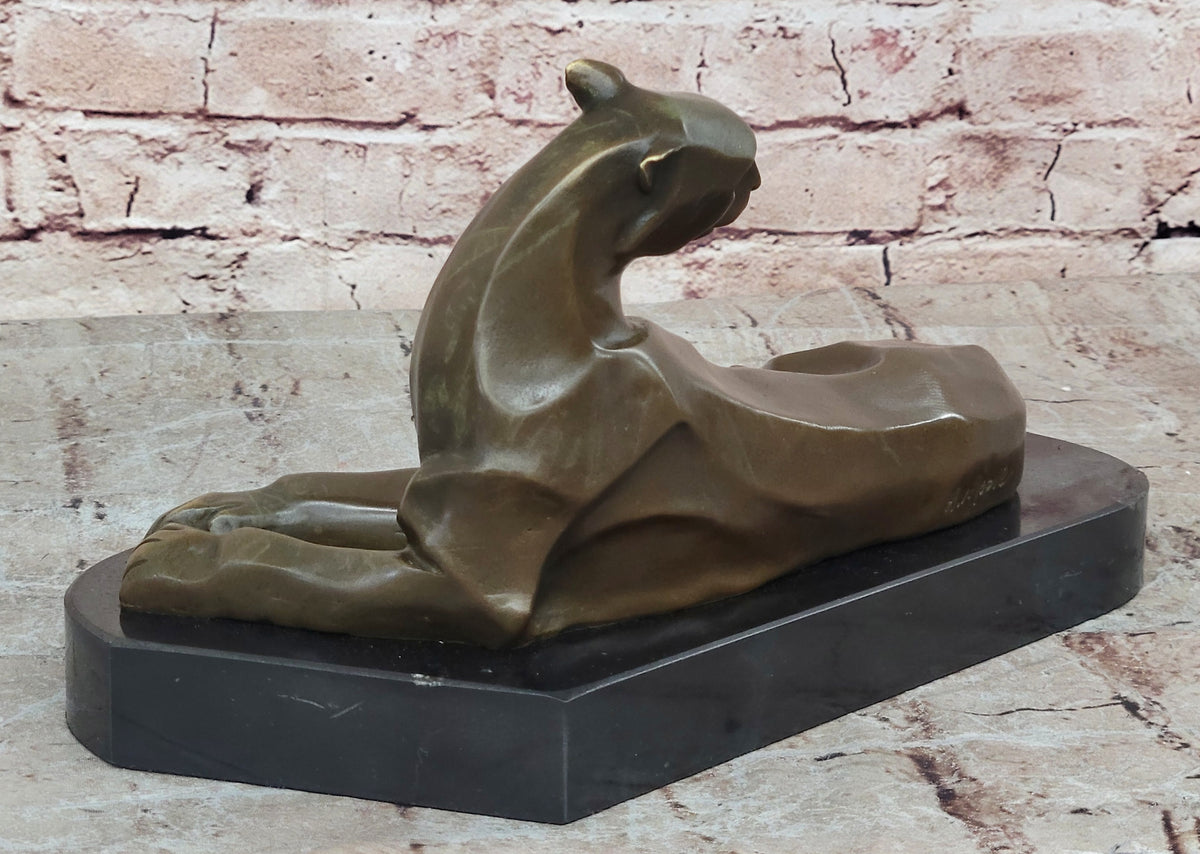 Bronze Sculpture Cougar Lion Abstract Modern Art by H. Moore Hand Made Statue