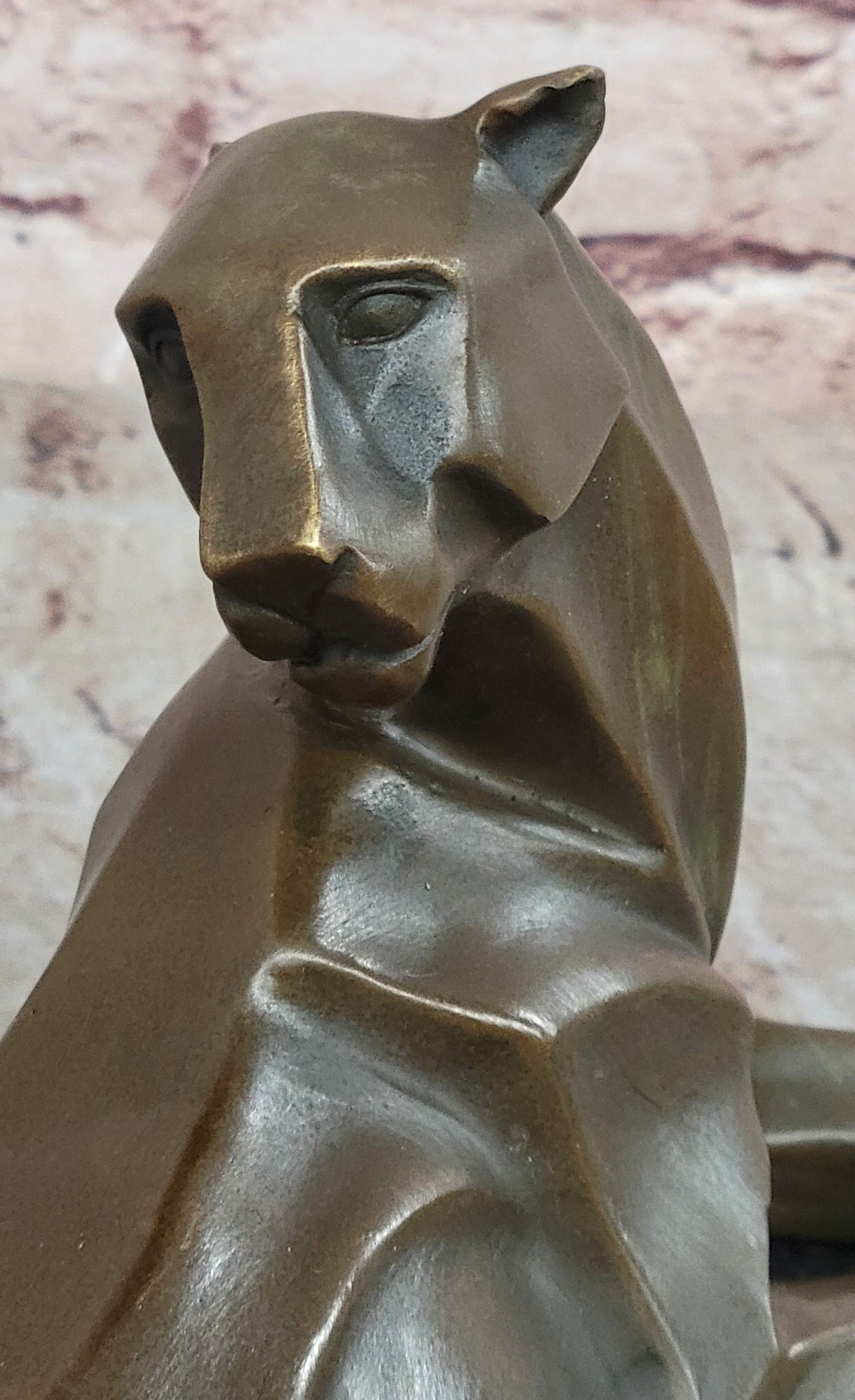 Bronze Sculpture Cougar Lion Abstract Modern Art by H. Moore Hand Made Statue