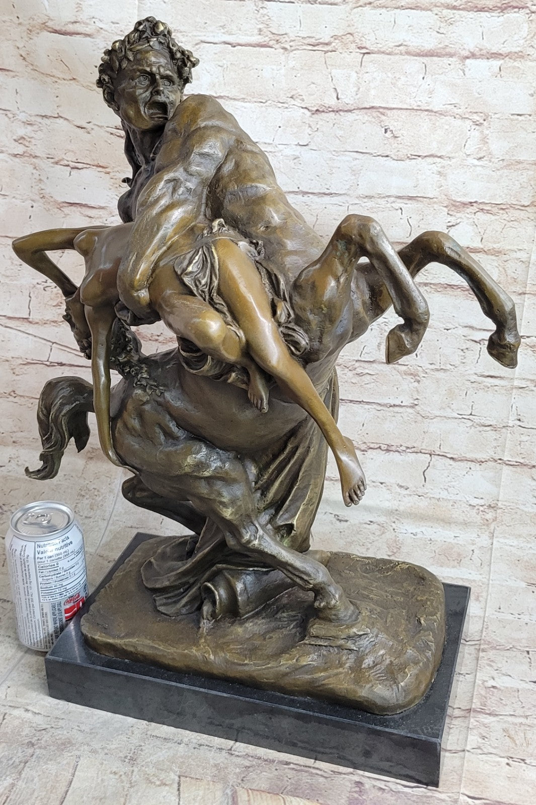100% Solid Bronze Sculpture Theseus Slaying the Centaur Bienor Decor