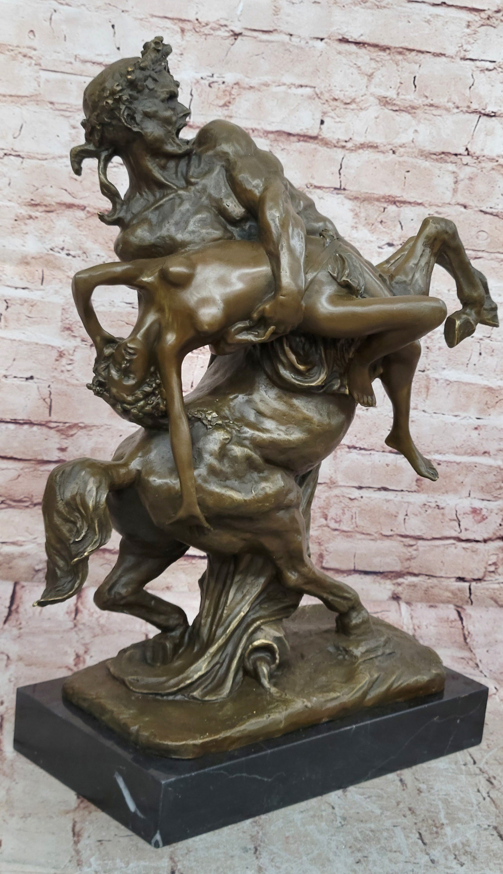 100% Solid Bronze Sculpture Theseus Slaying the Centaur Bienor Decor