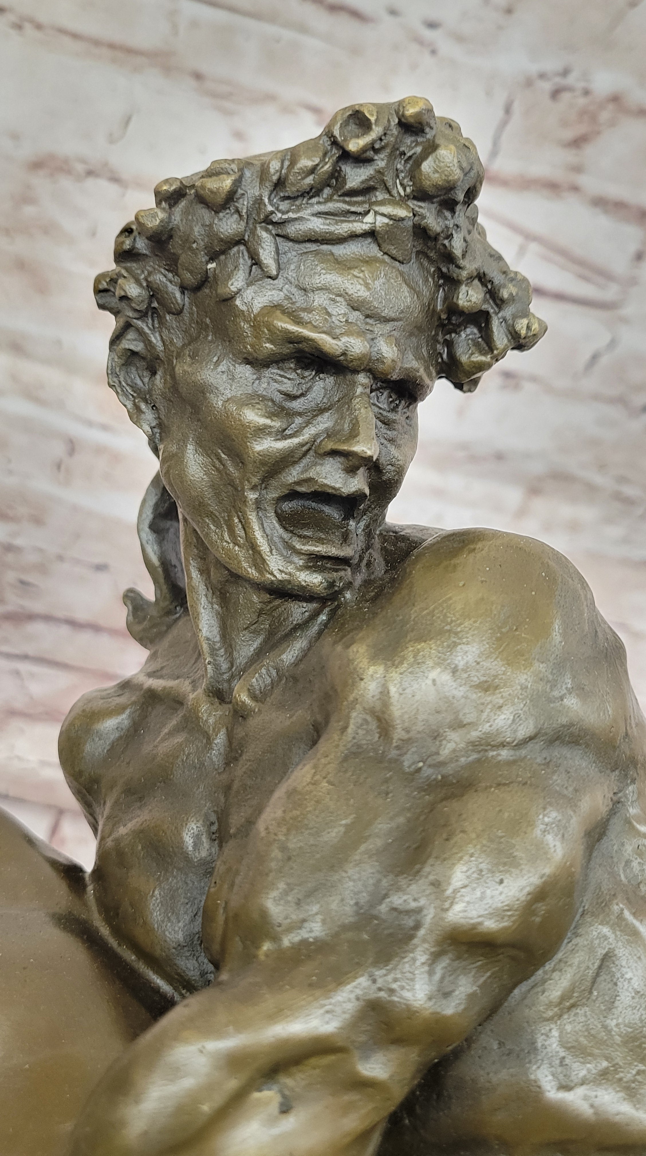 100% Solid Bronze Sculpture Theseus Slaying the Centaur Bienor Decor