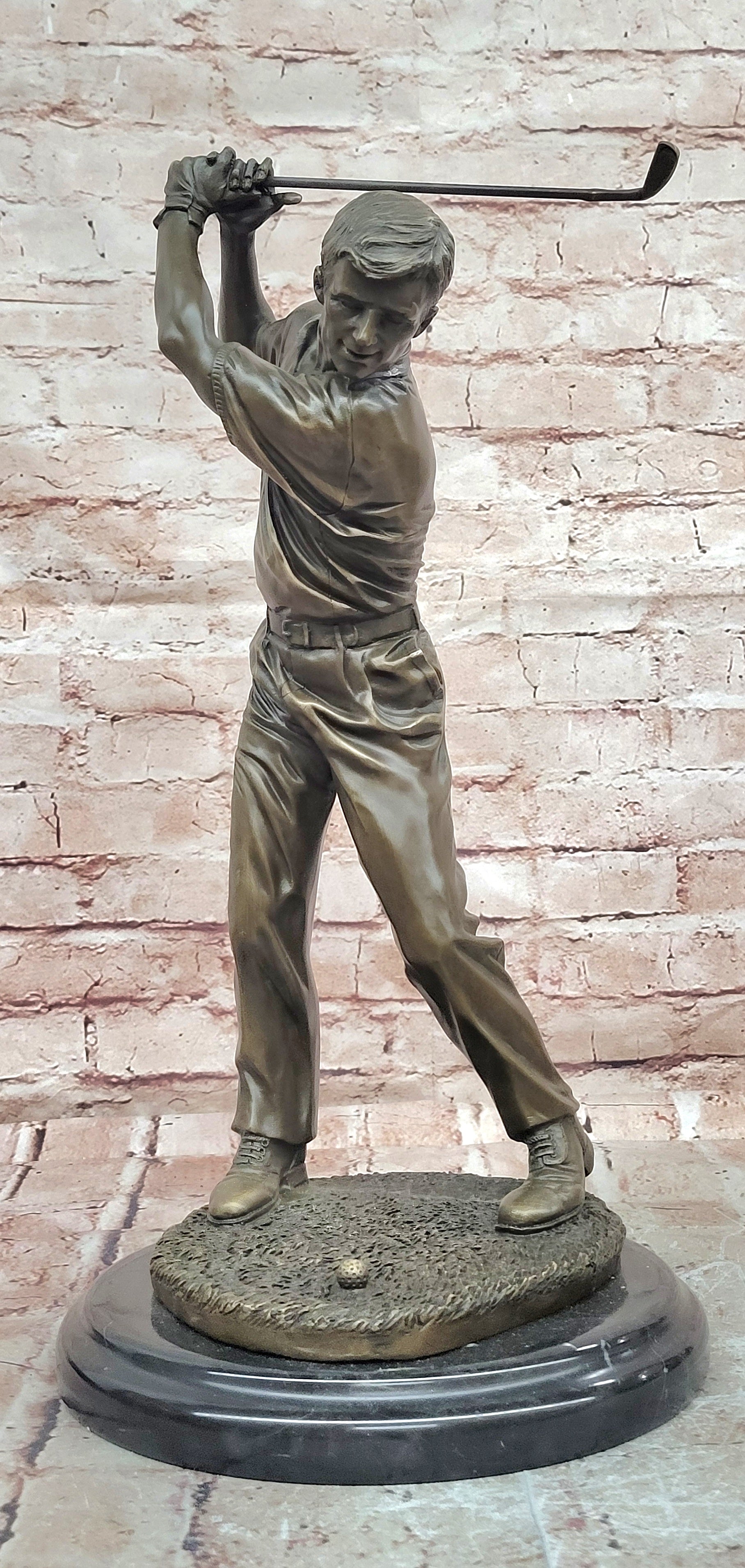 Hand Cast Milo Bronze Golfer Statue Golf Action Figurine Home Office Decor