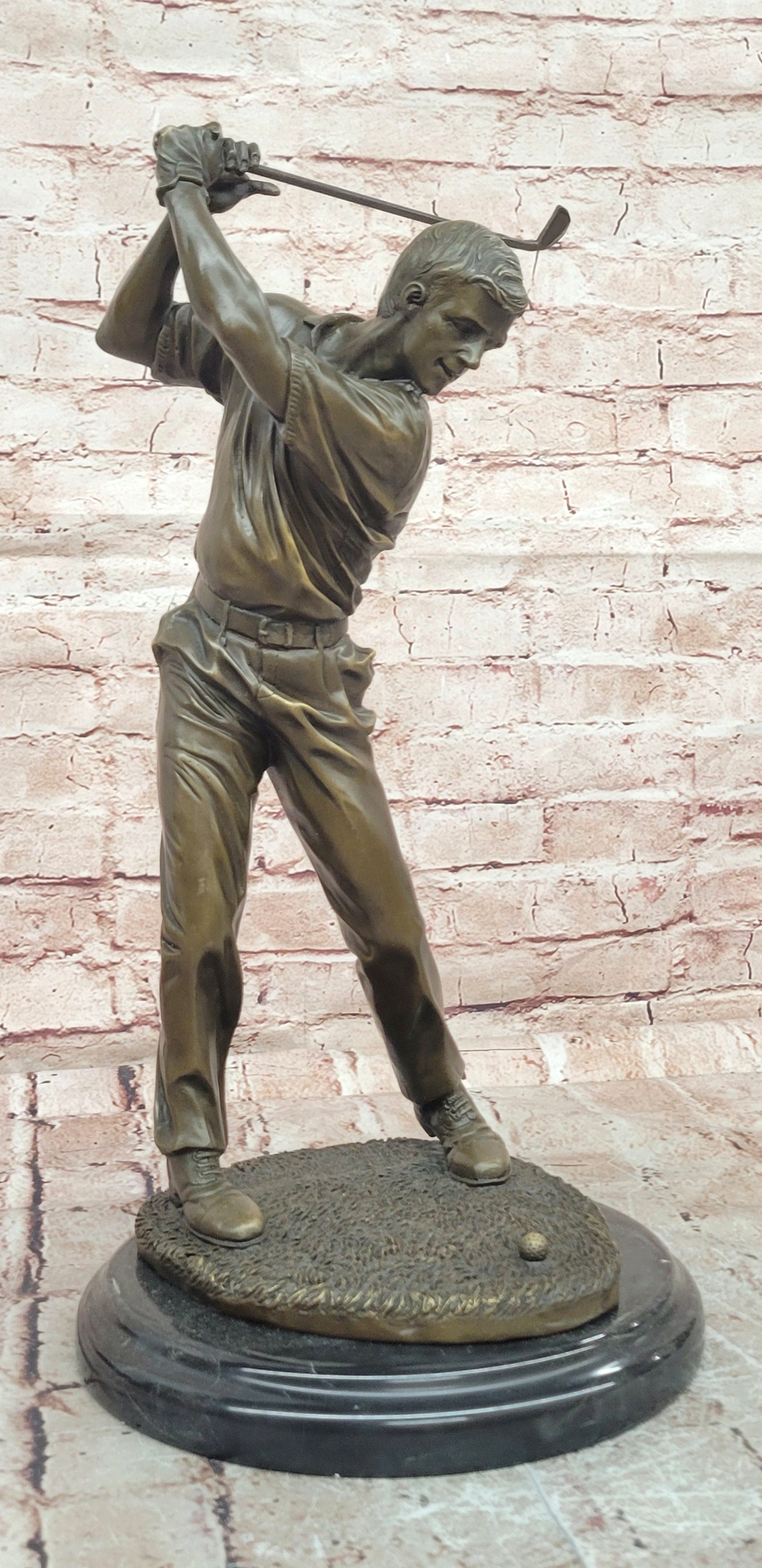 Hand Cast Milo Bronze Golfer Statue Golf Action Figurine Home Office Decor