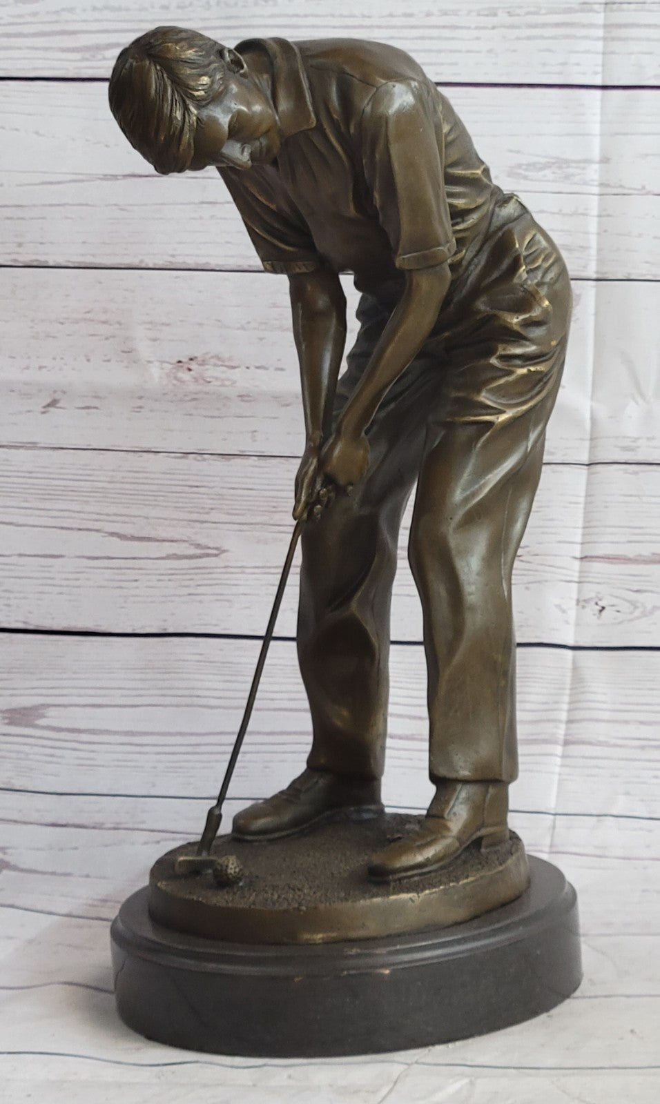 Male GOLFER Sports Memorabilia Golf Club Art PGA Bronze Marble Statue Figurine