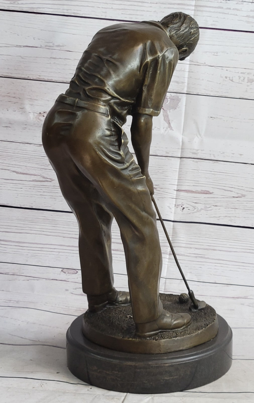 Male GOLFER Sports Memorabilia Golf Club Art PGA Bronze Marble Statue Figurine