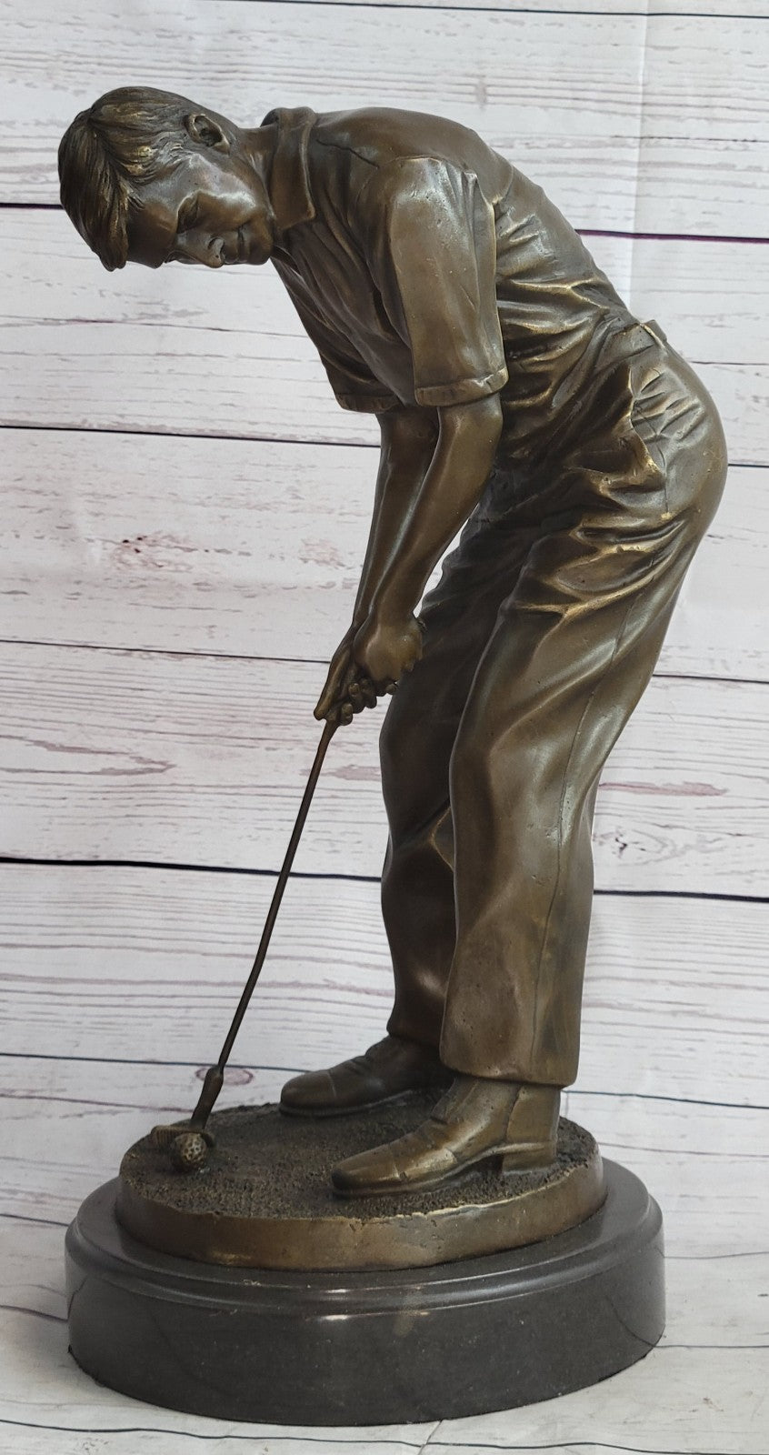 Male GOLFER Sports Memorabilia Golf Club Art PGA Bronze Marble Statue Figurine