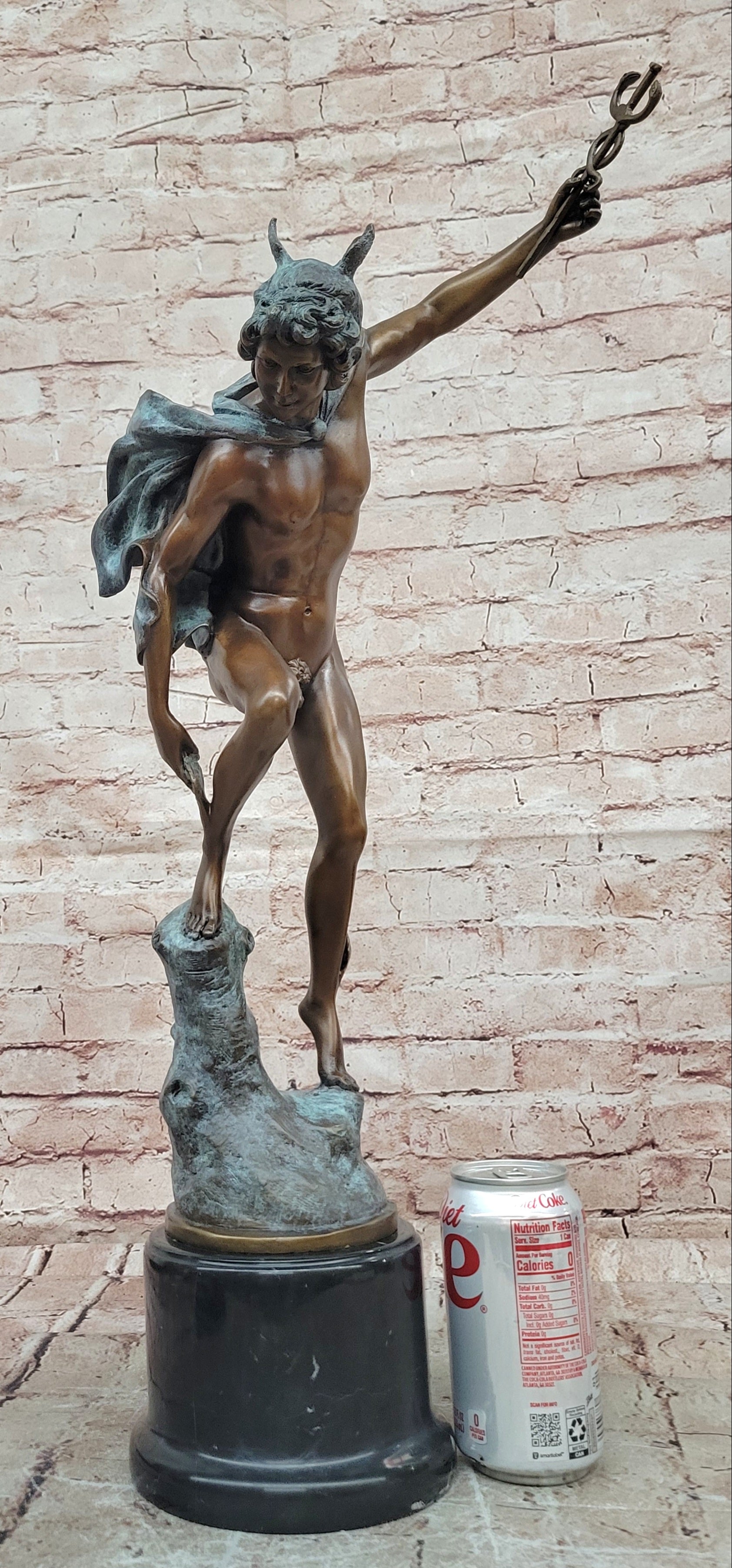 Signed Greek Hermes Mercury Bronze Sculpture Hot Cast Fine Art Statue