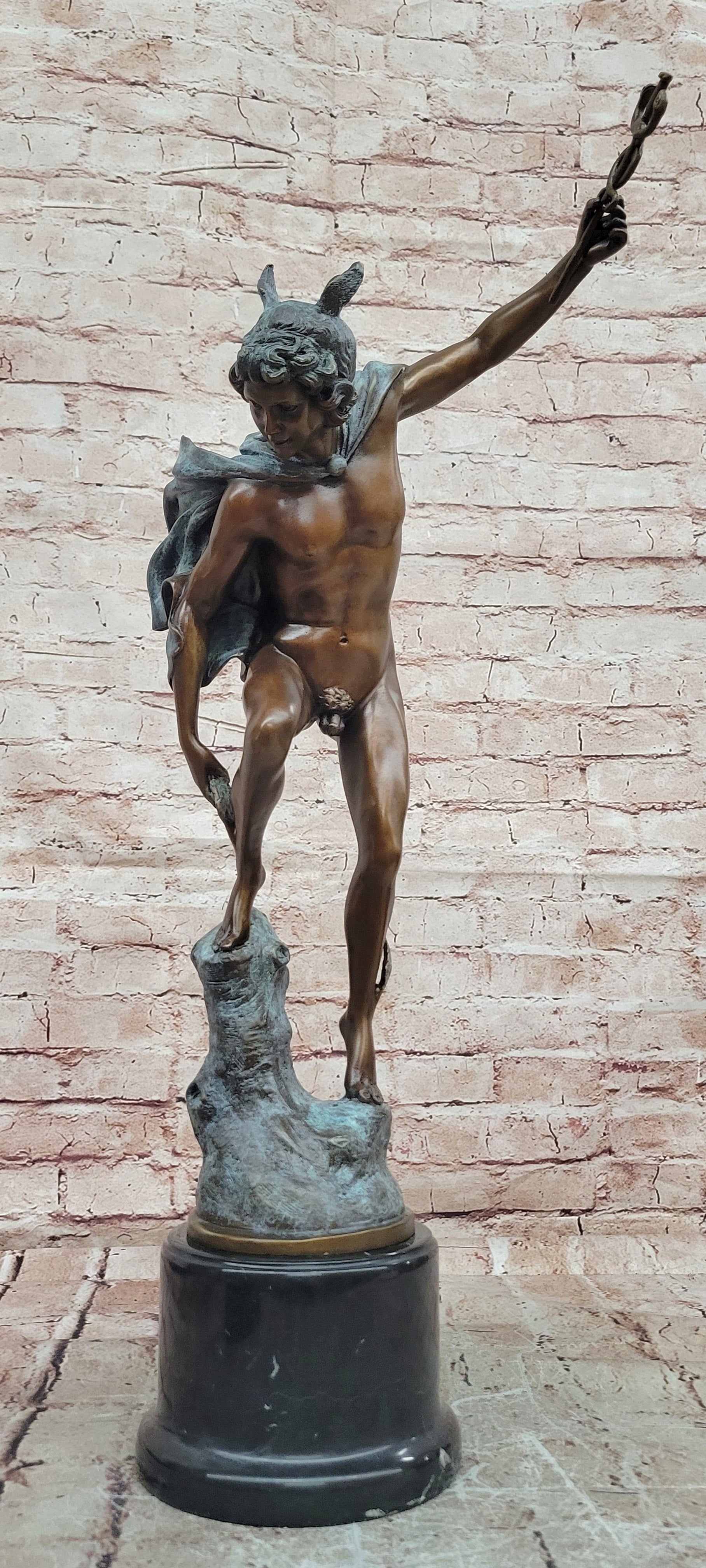 Signed Greek Hermes Mercury Bronze Sculpture Hot Cast Fine Art Statue