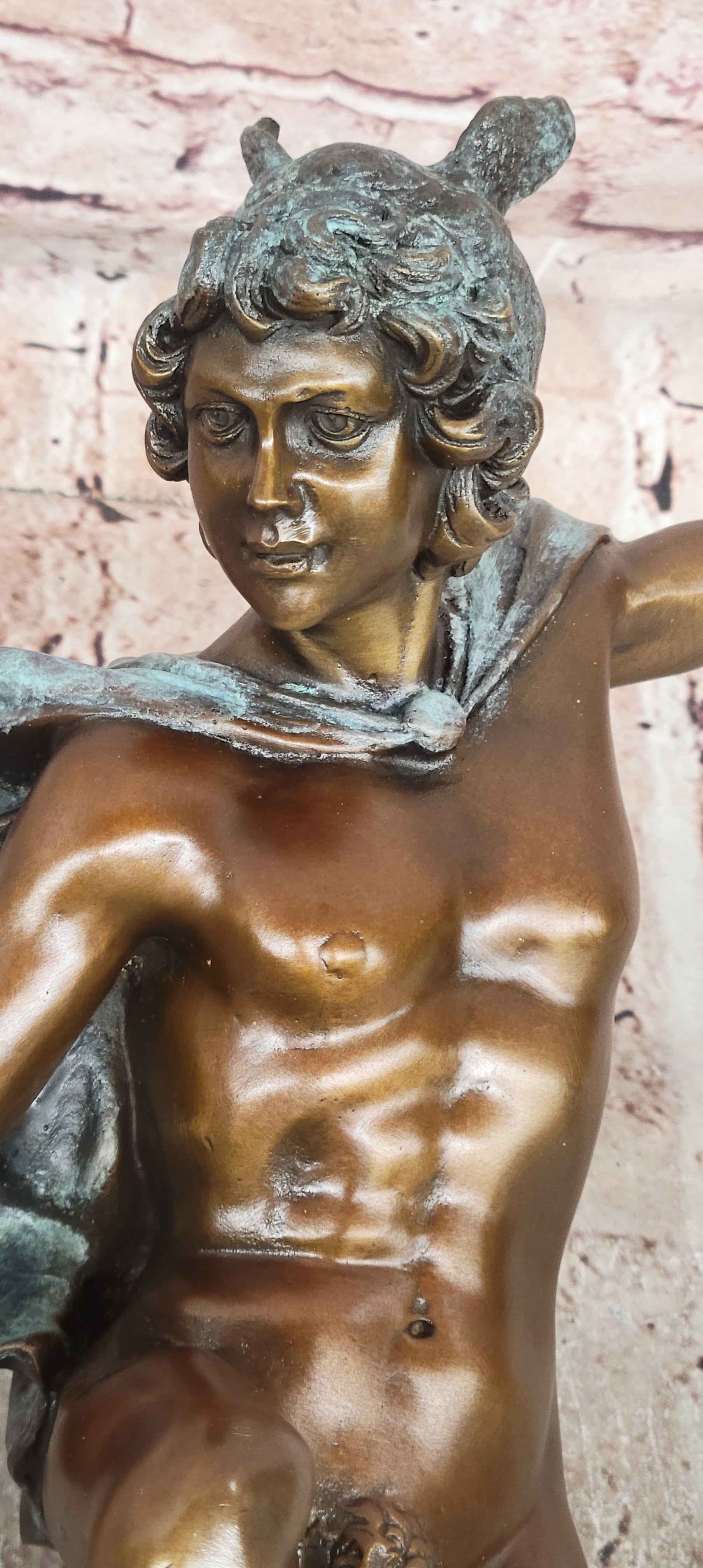 Signed Greek Hermes Mercury Bronze Sculpture Hot Cast Fine Art Statue
