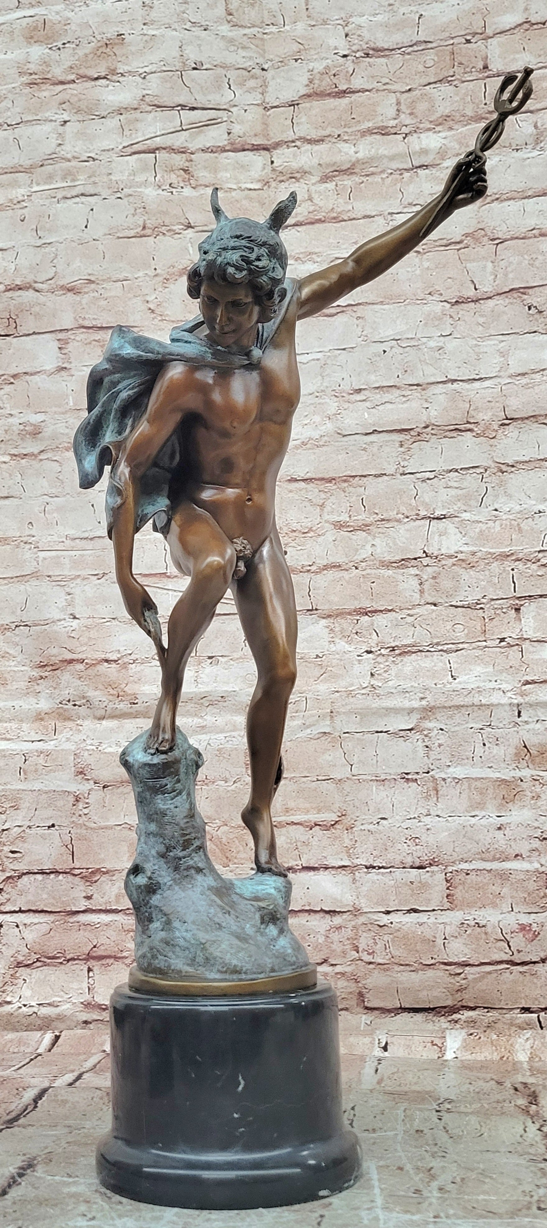 Signed Greek Hermes Mercury Bronze Sculpture Hot Cast Fine Art Statue