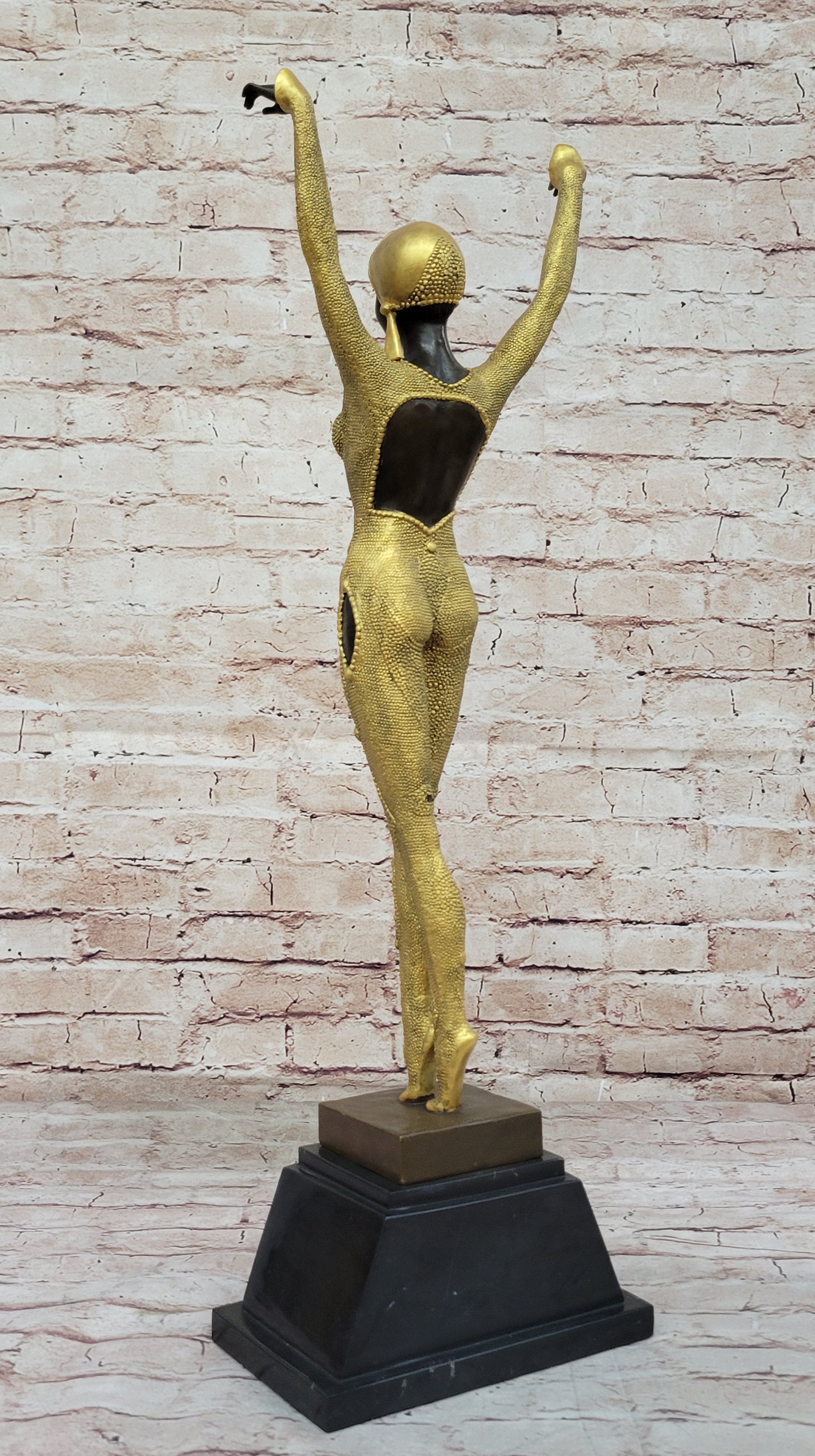 Chiparus Art Deco Bronze Skulptur Echtgold Applikationen signiert Figurine Decor
