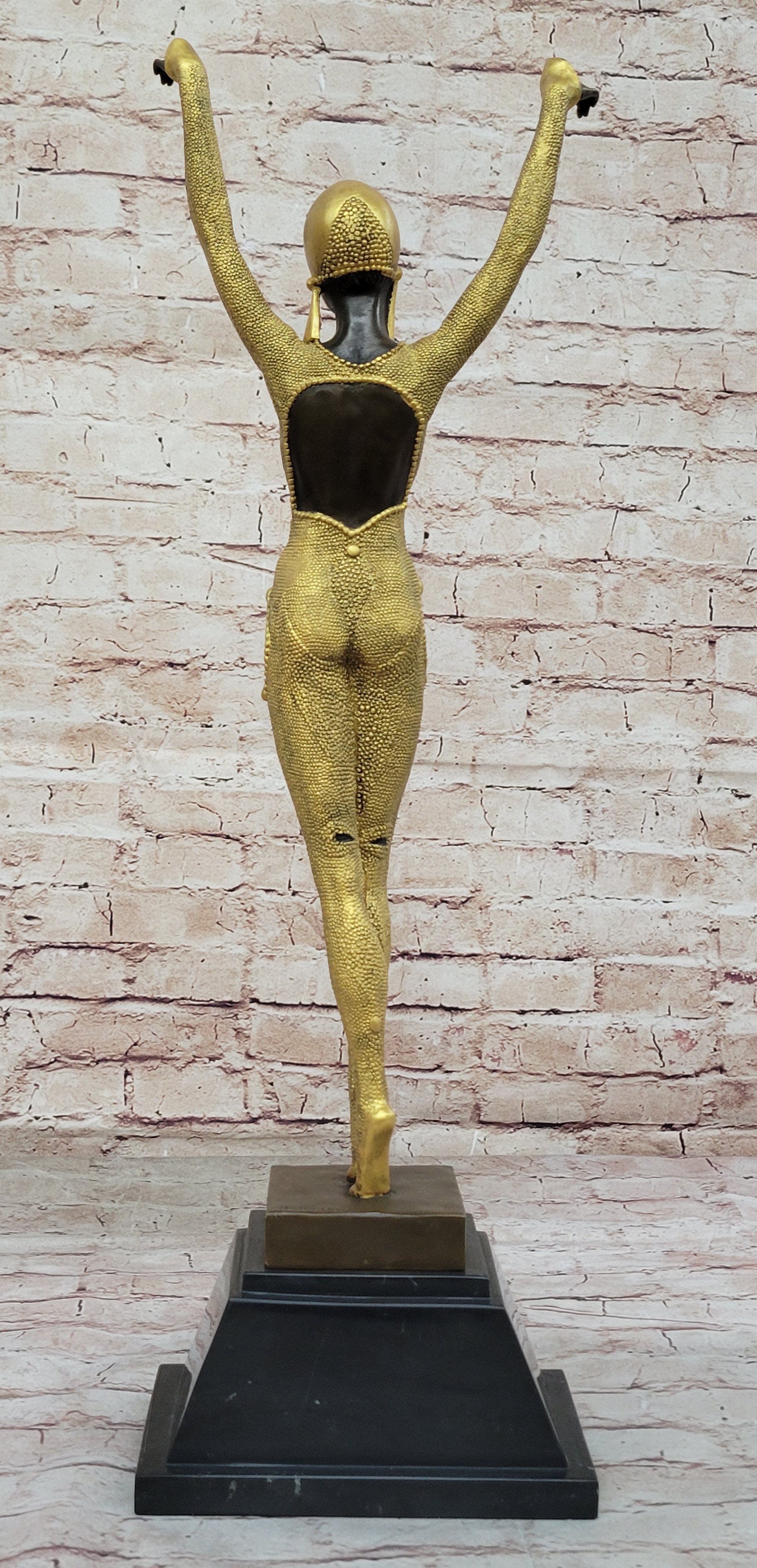 Chiparus Art Deco Bronze Skulptur Echtgold Applikationen signiert Figurine Decor