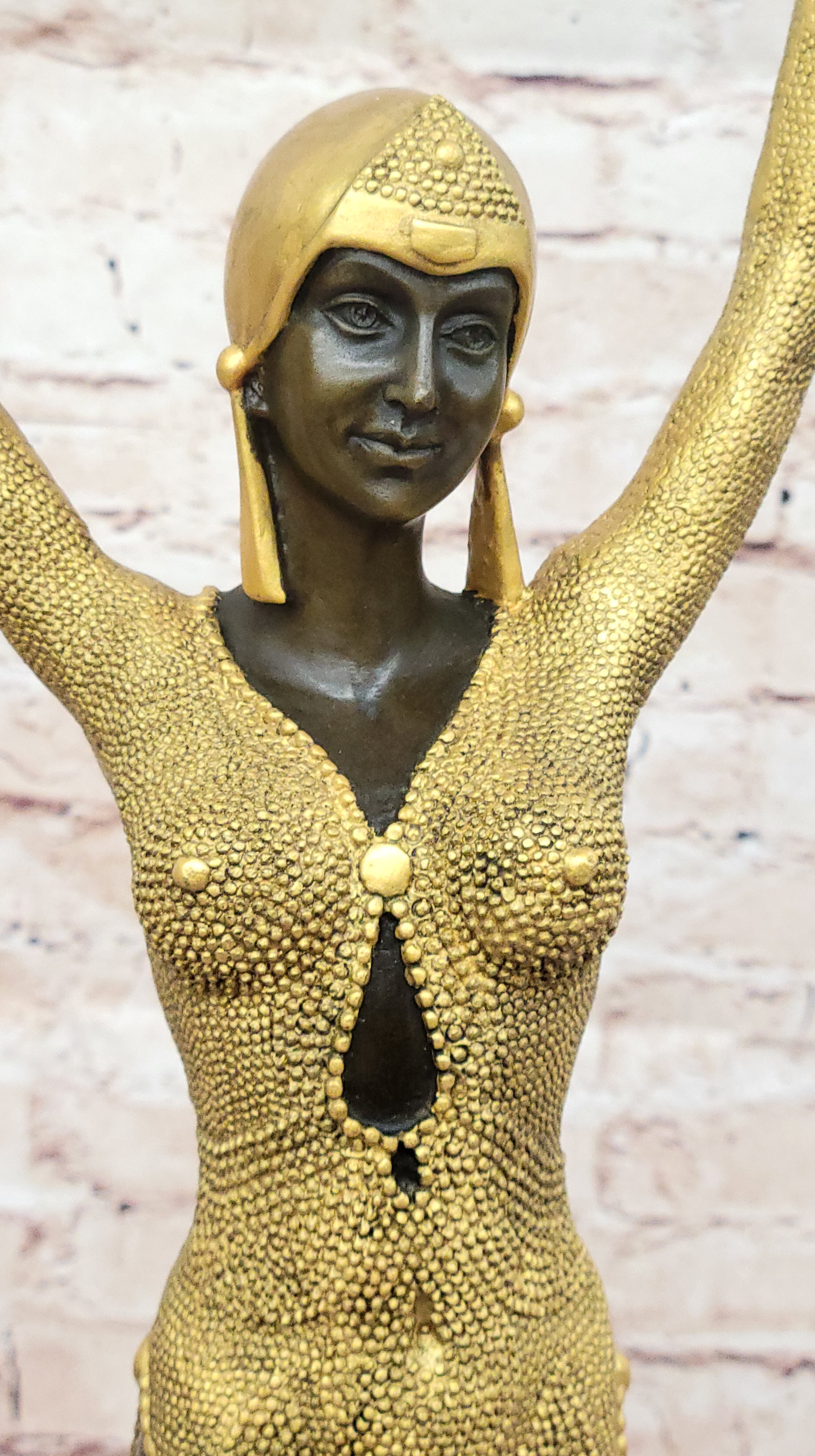 Chiparus Art Deco Bronze Skulptur Echtgold Applikationen signiert Figurine Decor