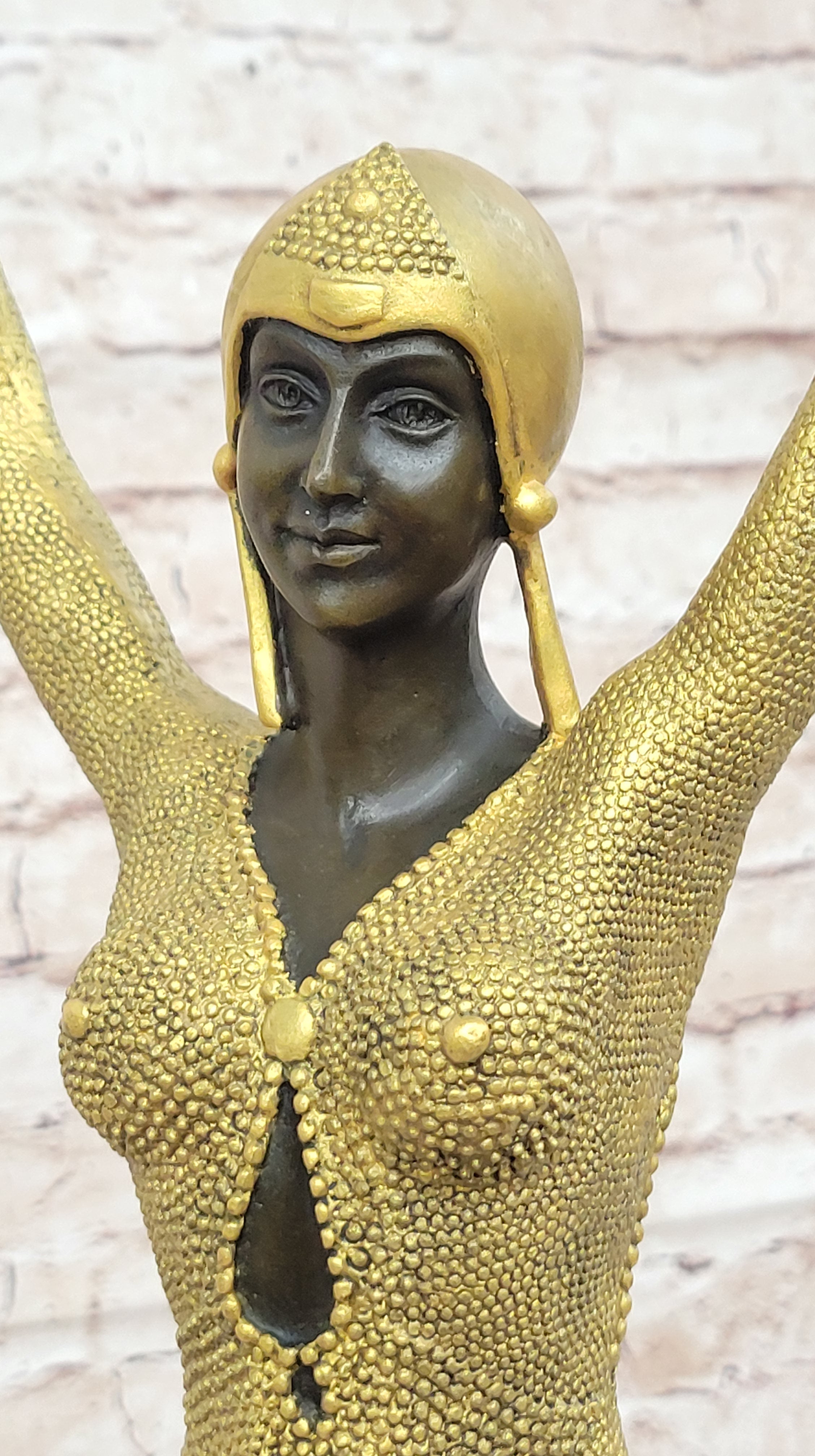 Chiparus Art Deco Bronze Skulptur Echtgold Applikationen signiert Figurine Decor