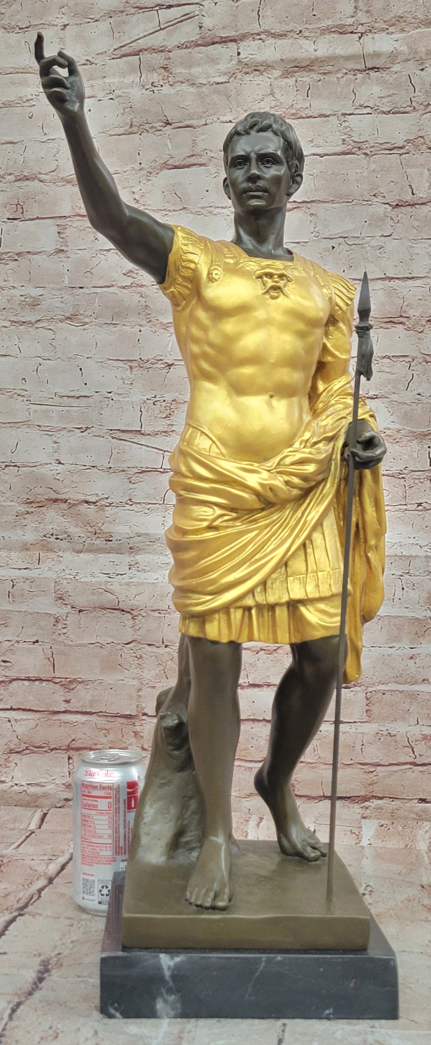 Golden Patina Bronze Caesar Augustus Hot Cast Museum Quality Home Library Decor