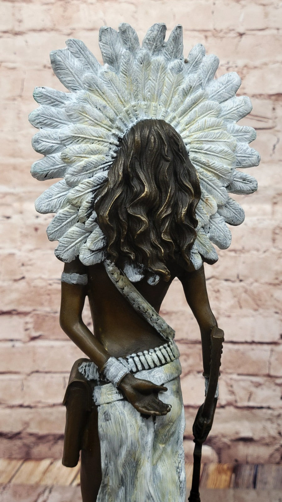 Signed Native American Indian Girl Bronze Sculpture Statue Figurine Home Decor