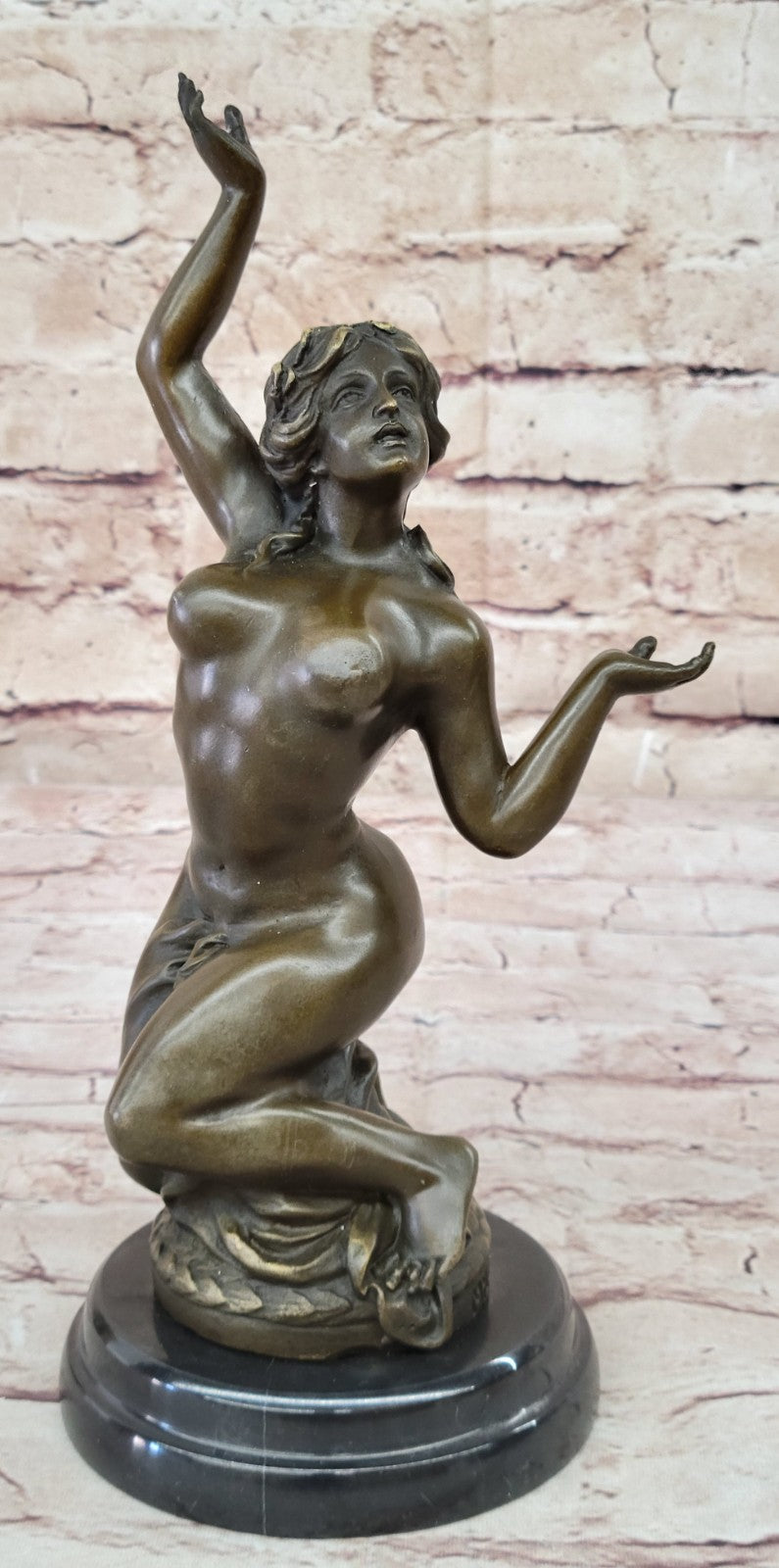 Original Bronze Nude Nymph Sculpture by Miguel Lopez: Collectible Erotic Art