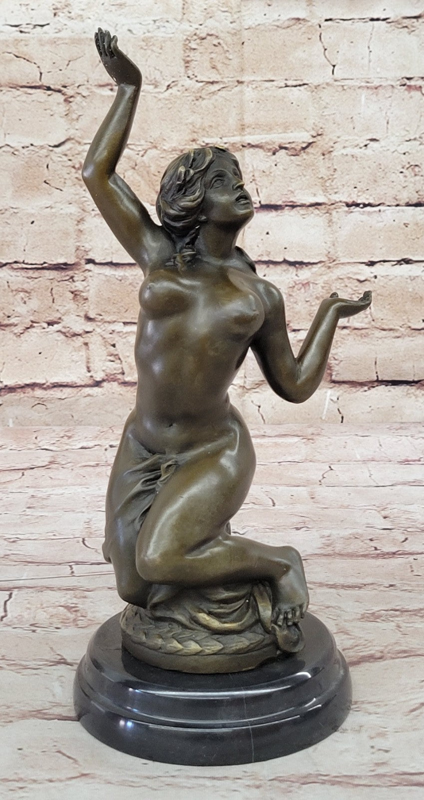 Original Bronze Nude Nymph Sculpture by Miguel Lopez: Collectible Erotic Art
