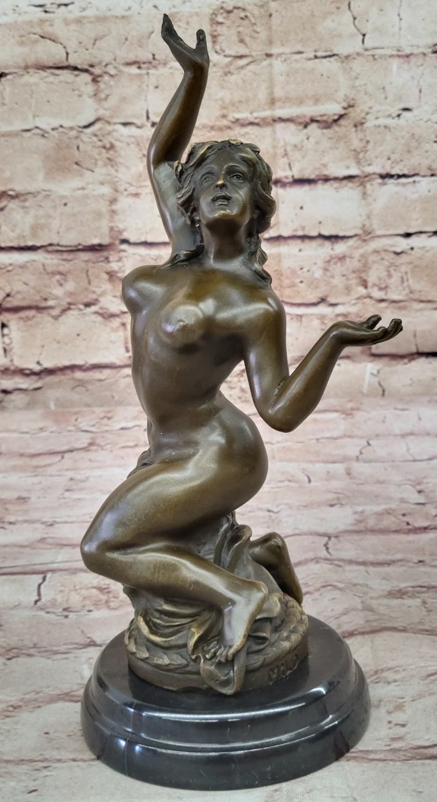 Original Bronze Nude Nymph Sculpture by Miguel Lopez: Collectible Erotic Art