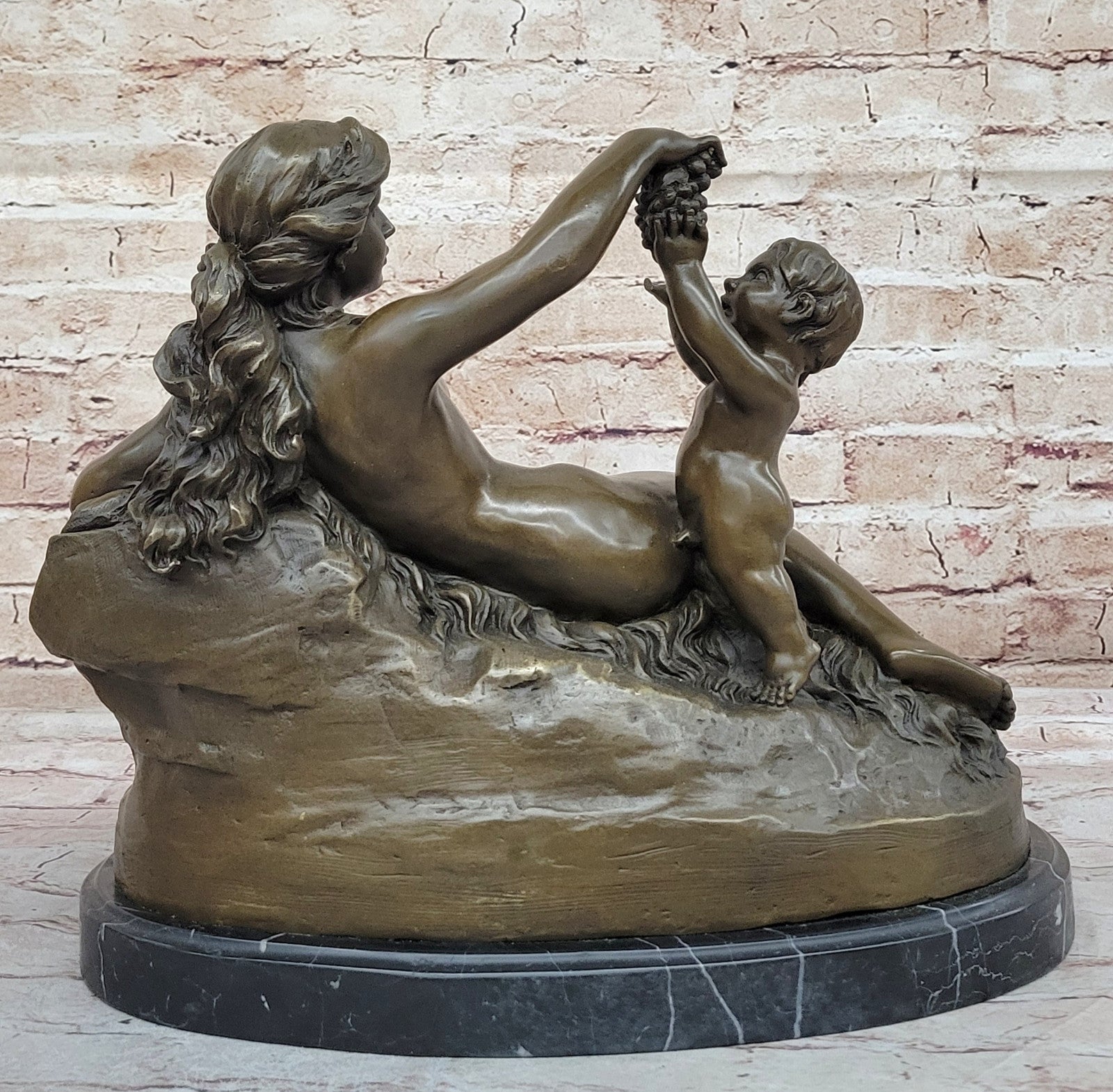 Carrier Belleuse Bronze Sculpture: Mother and Children Statue by Lost Wax Method