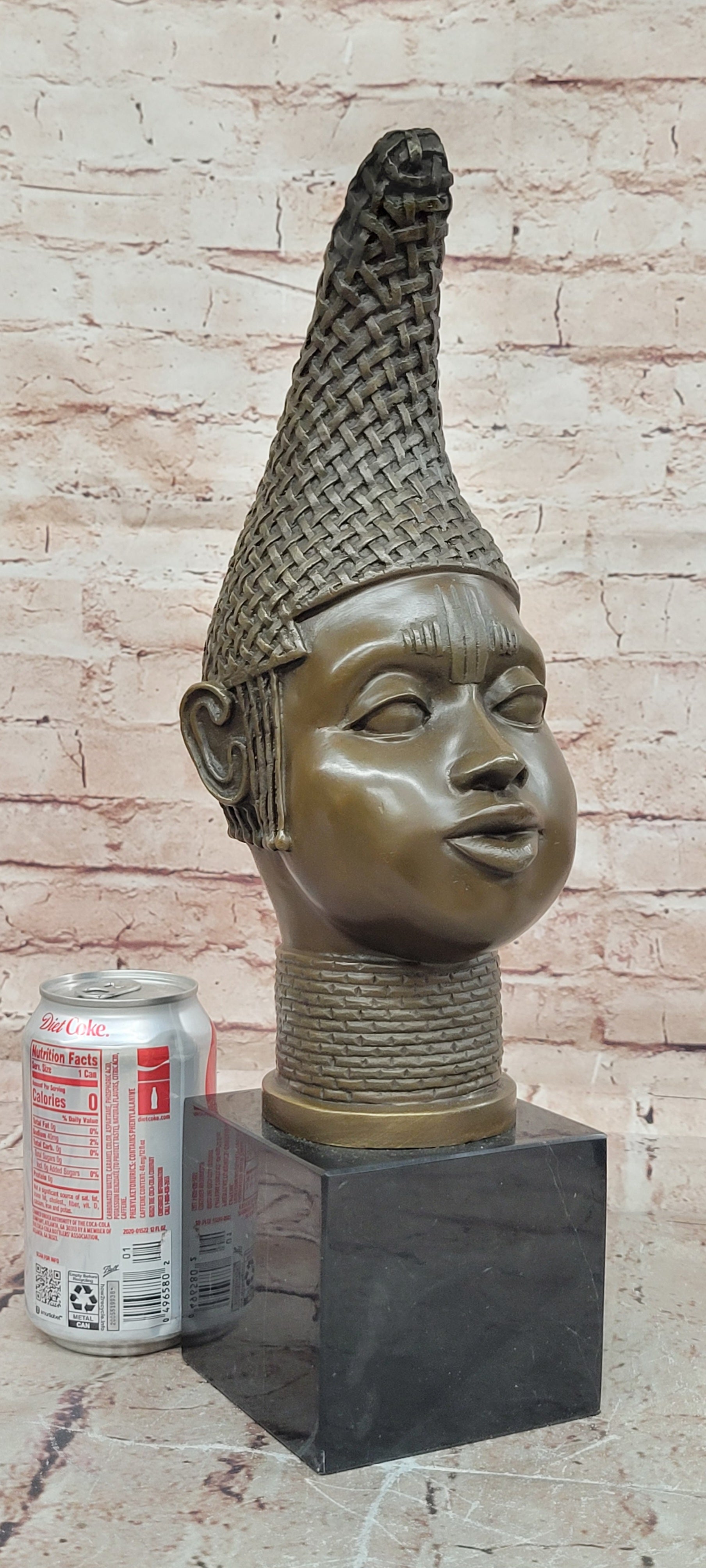 African Woman Bronze Bust Statue Queen Mother Idia Home Decor