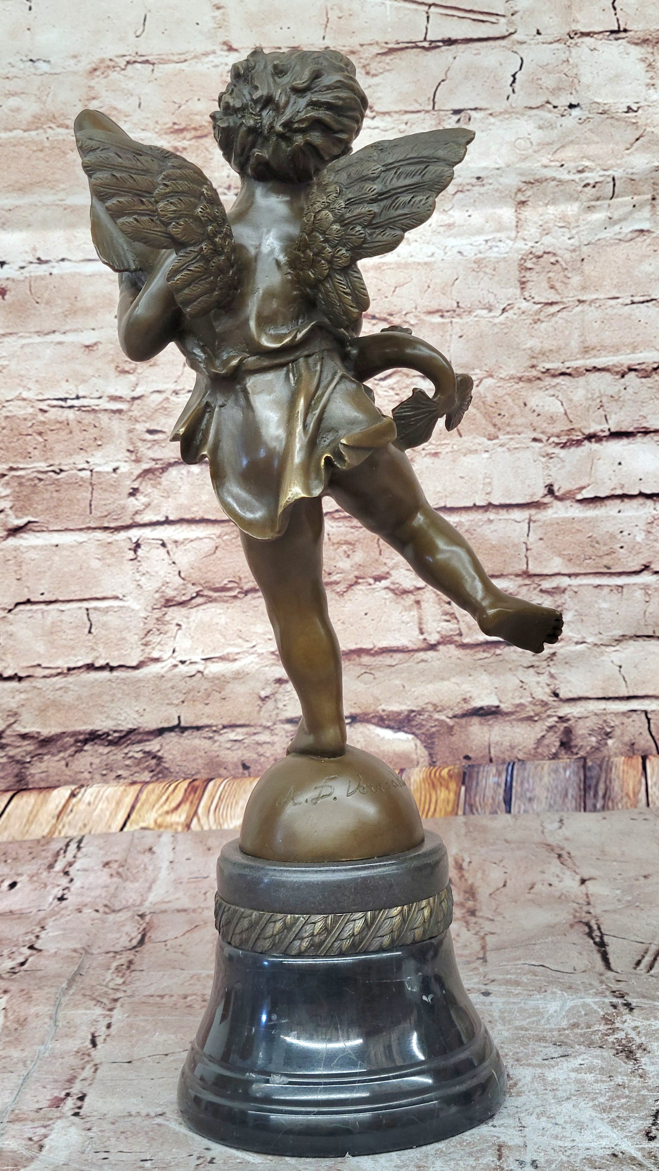 Collectible Bronze Sculpture: Artistic Semi-Nude Boy and Dolphin