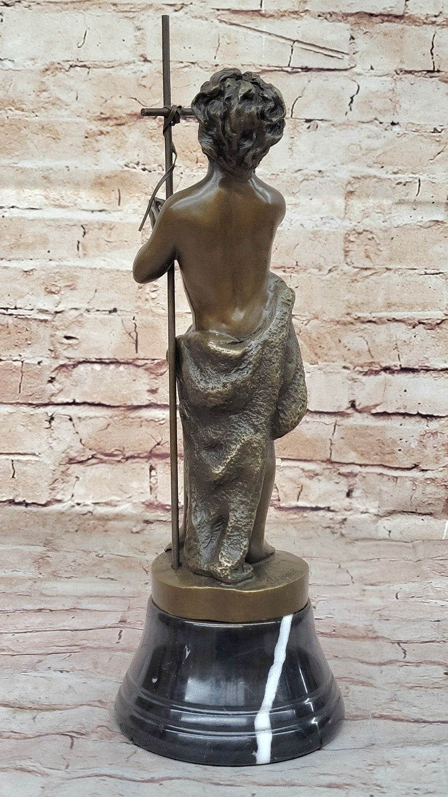 Handcrafted bronze sculpture SALE Nude Hand Praying Boy Belleuse Carrier Sign