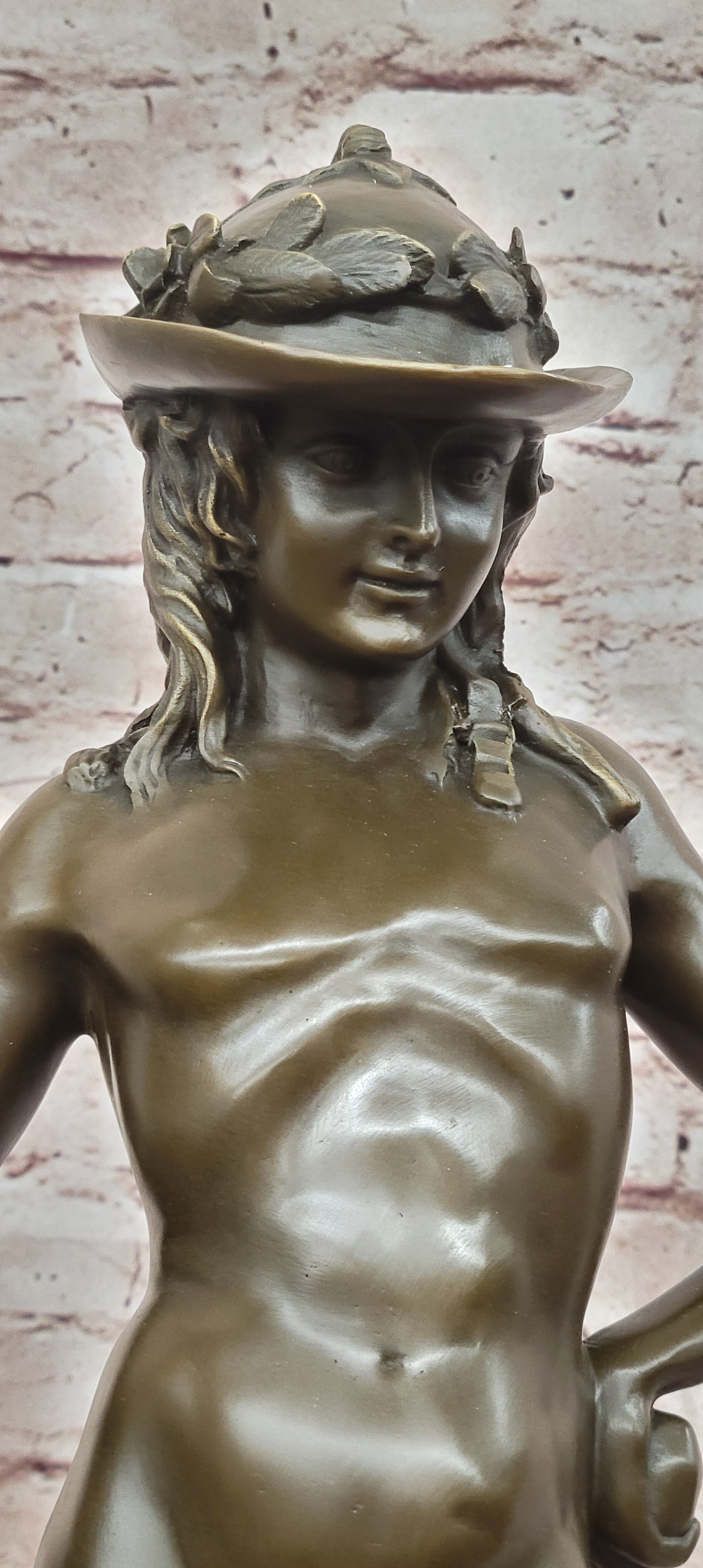 Bronze David Figurine Signed Donatello Classical Sculpture Fine Art Decor