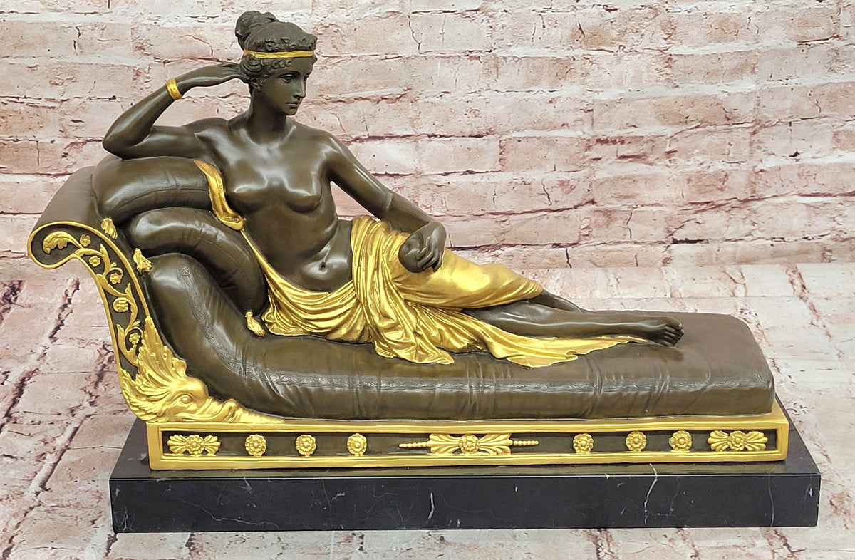 Bronze Sculpture Gold Patina Hand Made by Lost Wax Method Gorgeous Woman