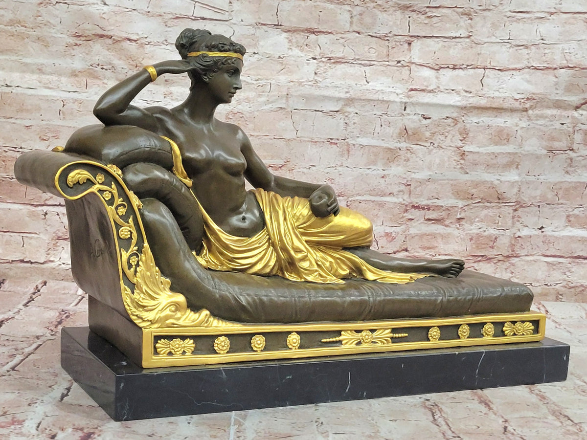 Bronze Sculpture Gold Patina Hand Made by Lost Wax Method Gorgeous Woman