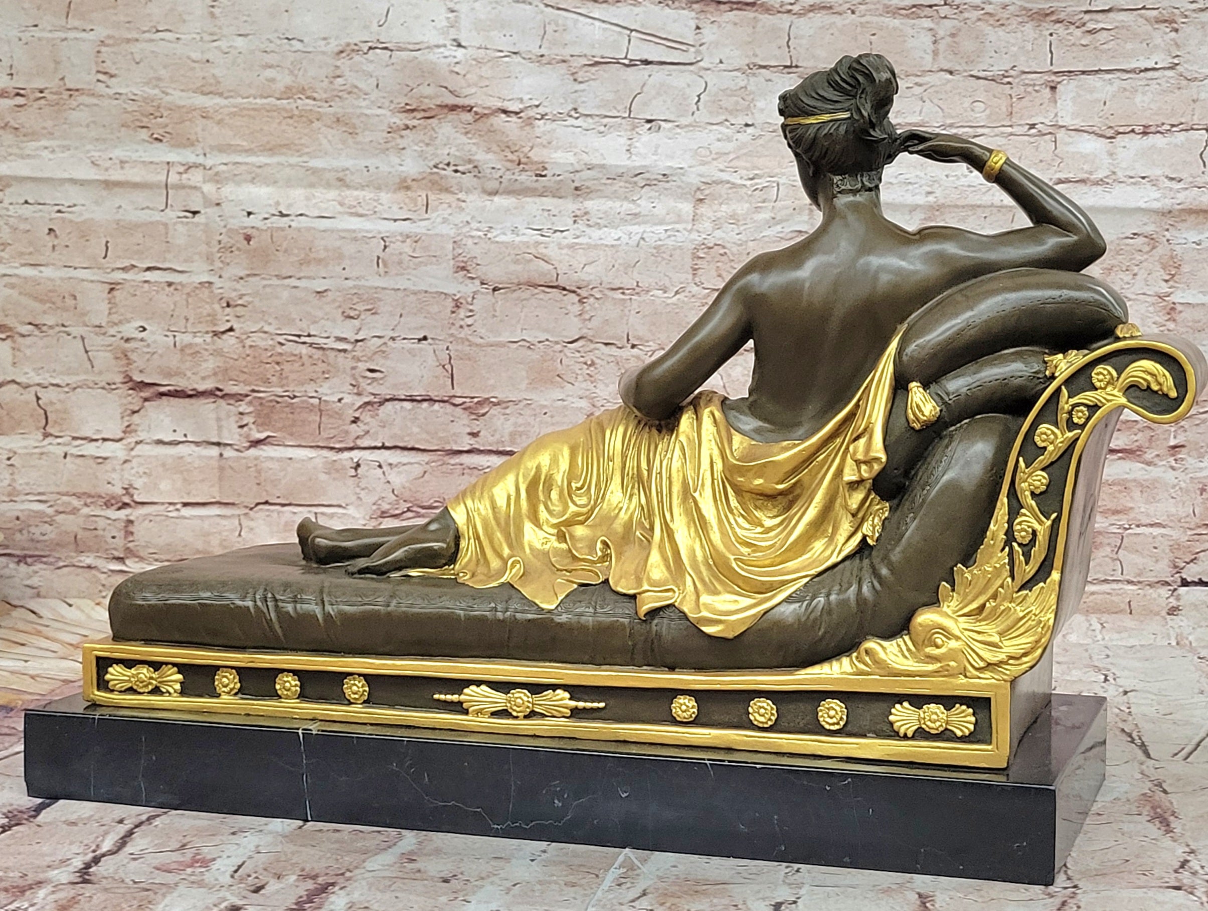 Bronze Sculpture Gold Patina Hand Made by Lost Wax Method Gorgeous Woman