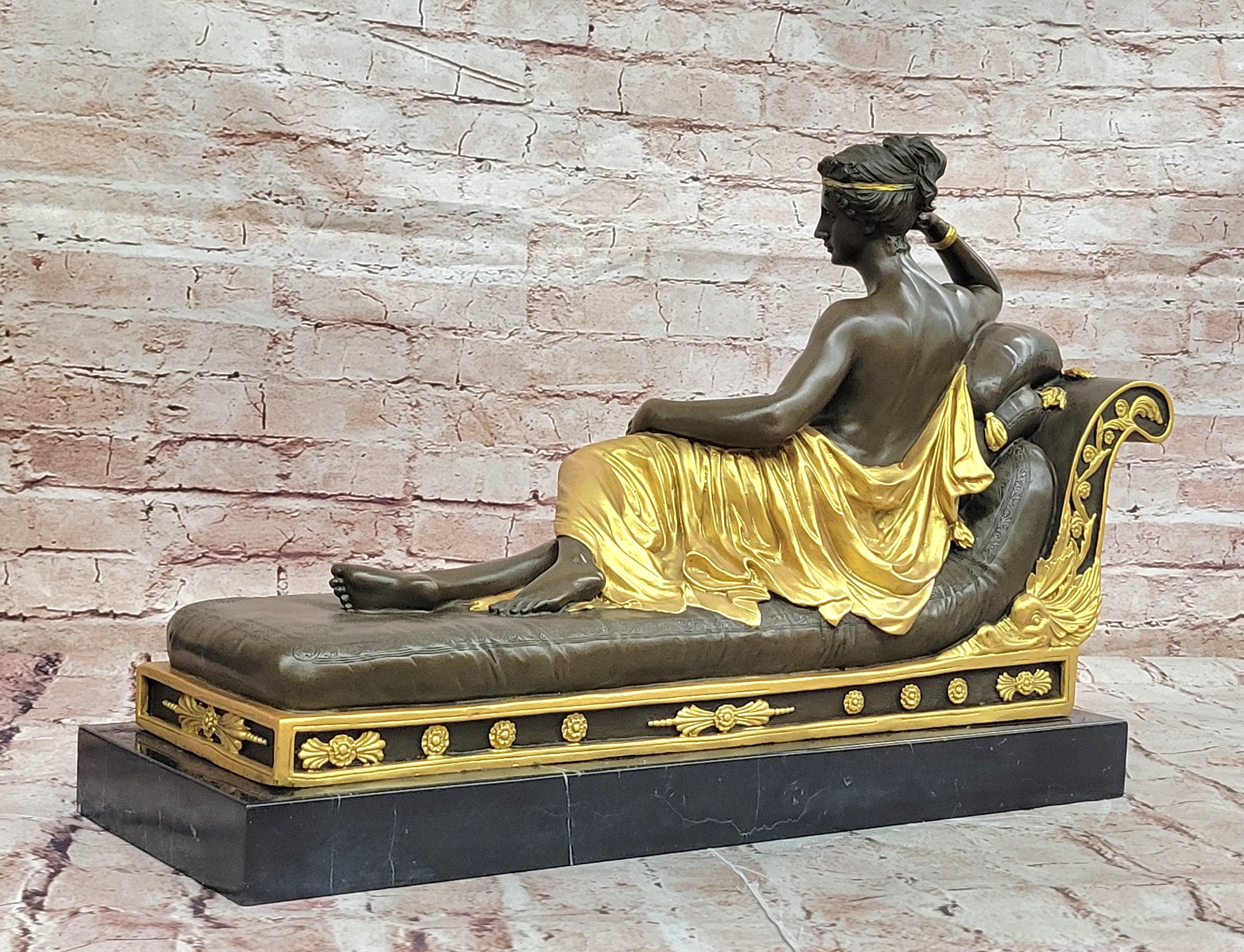 Bronze Sculpture Gold Patina Hand Made by Lost Wax Method Gorgeous Woman
