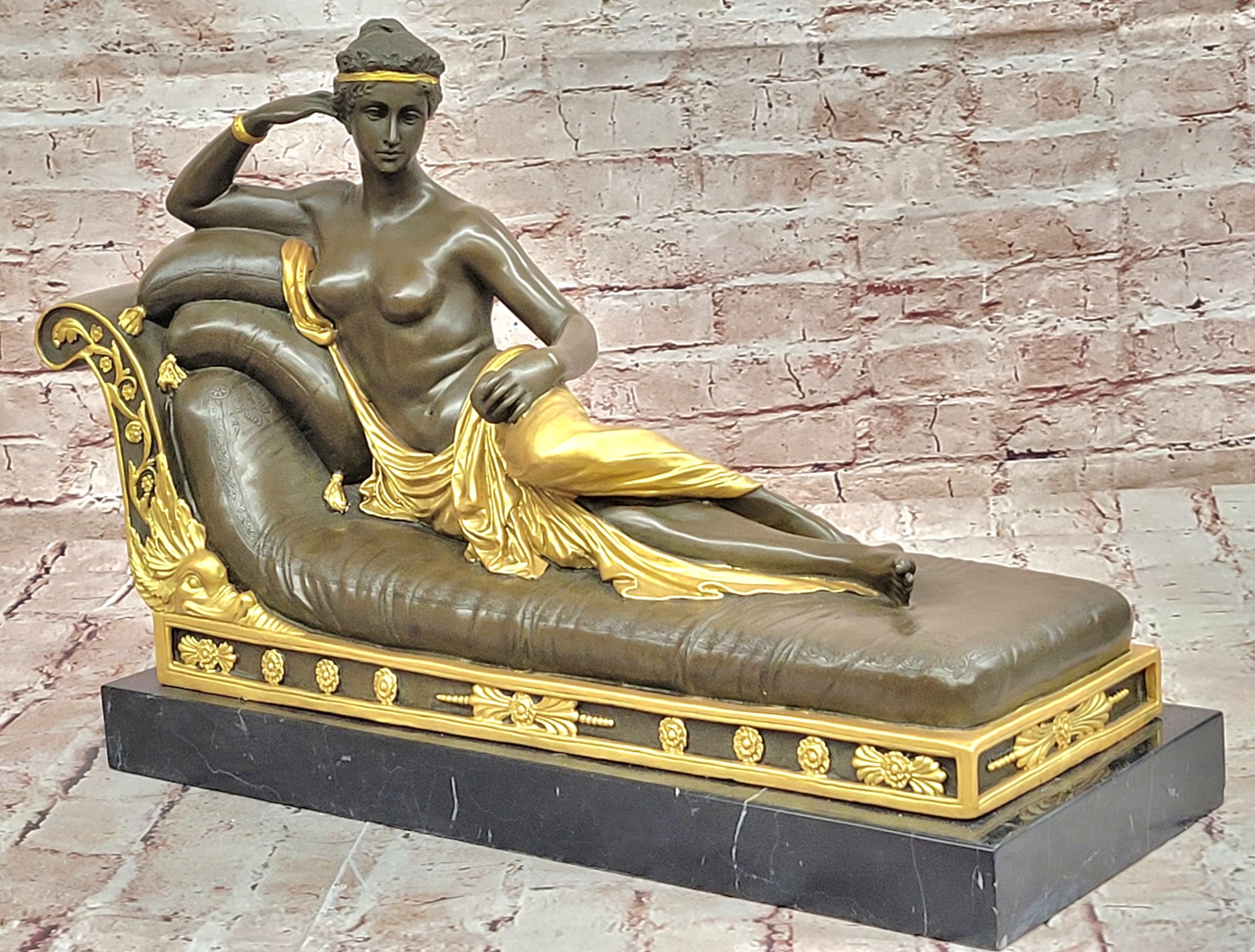 Bronze Sculpture Gold Patina Hand Made by Lost Wax Method Gorgeous Woman