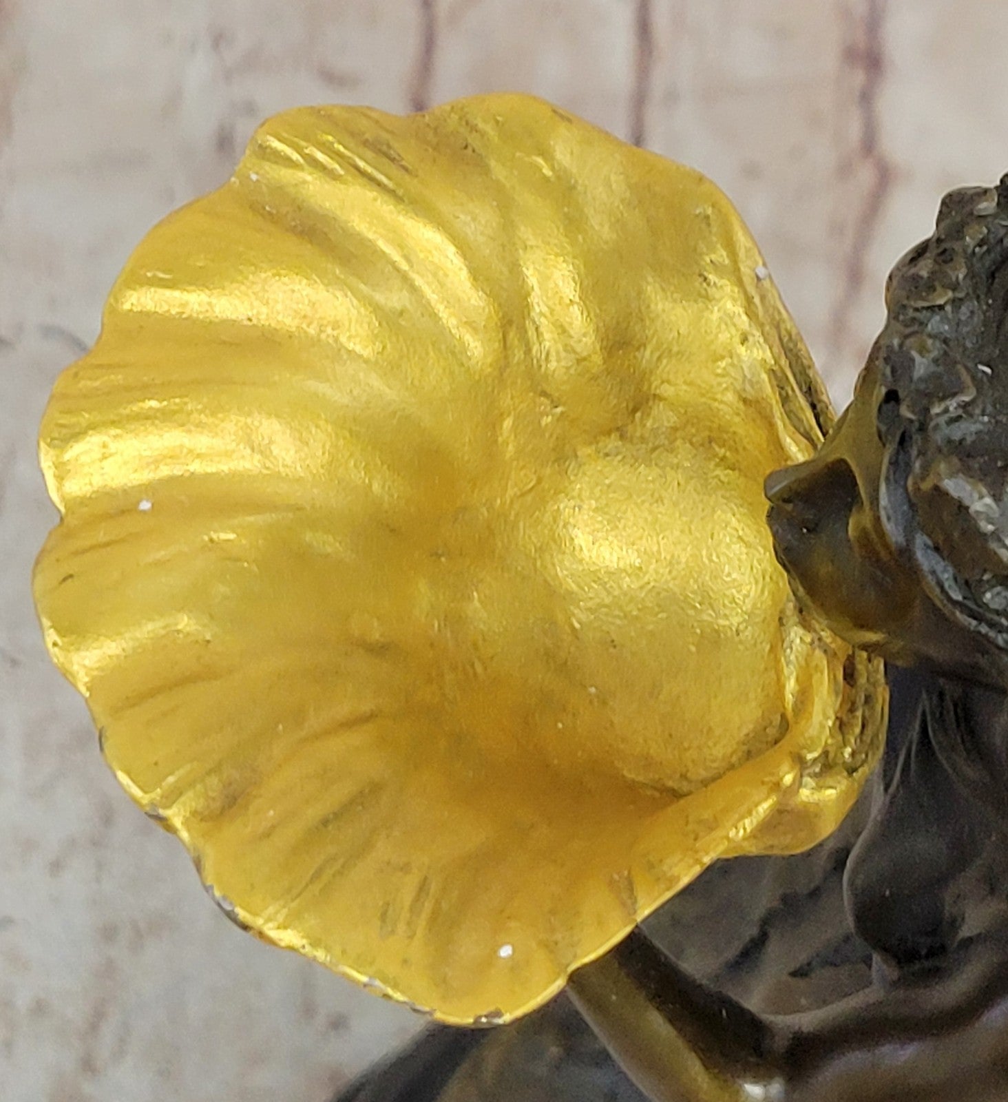 Gorgeous Large Bronze Metal Garden Fairy Statue Home Decor Gilt Sculpture Golden