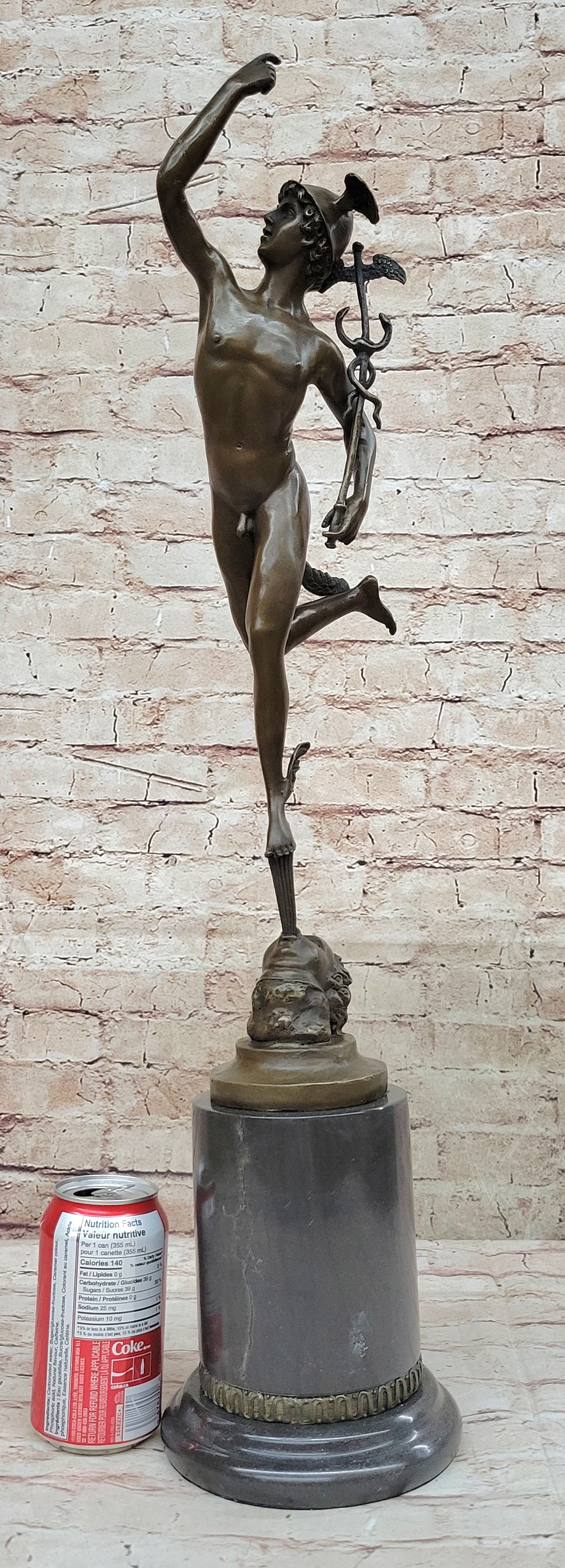 Bronze Skulptur Hermes Merkur 69 cm Figur Bronzefigur Bronzeskulptur antik Stil