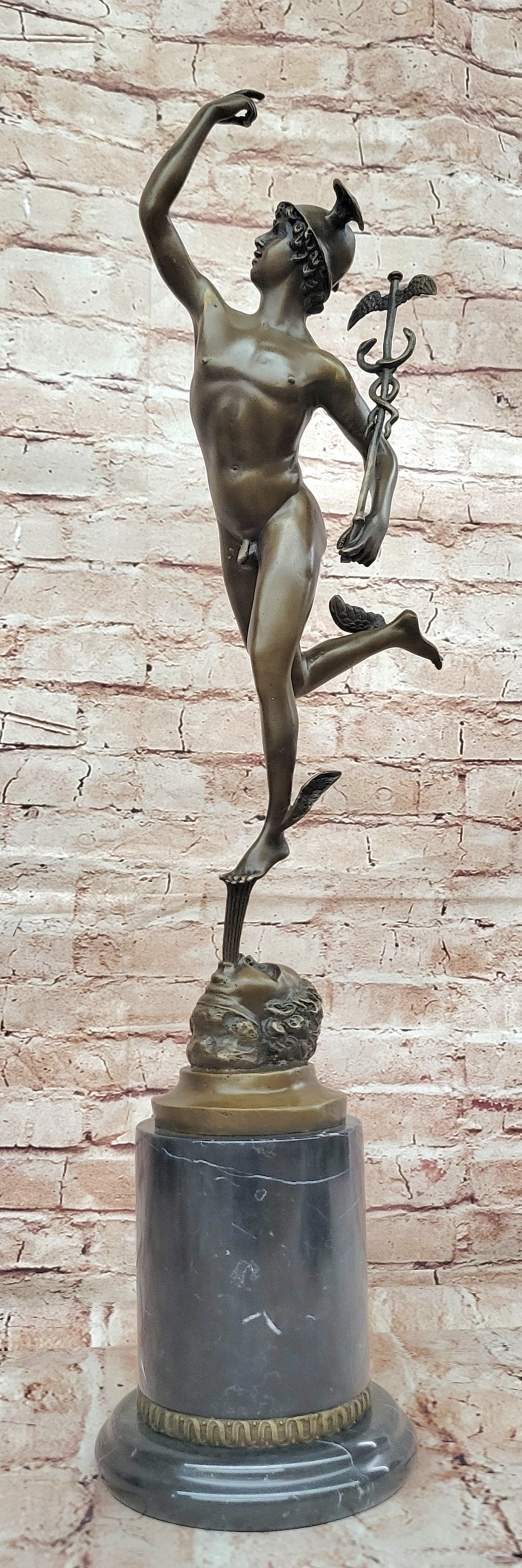 Bronze Skulptur Hermes Merkur 69 cm Figur Bronzefigur Bronzeskulptur antik Stil