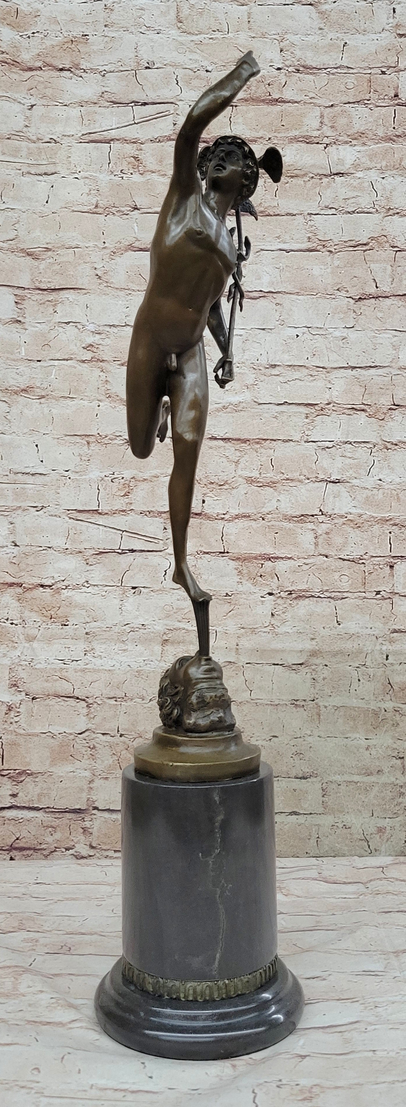 Bronze Skulptur Hermes Merkur 69 cm Figur Bronzefigur Bronzeskulptur antik Stil