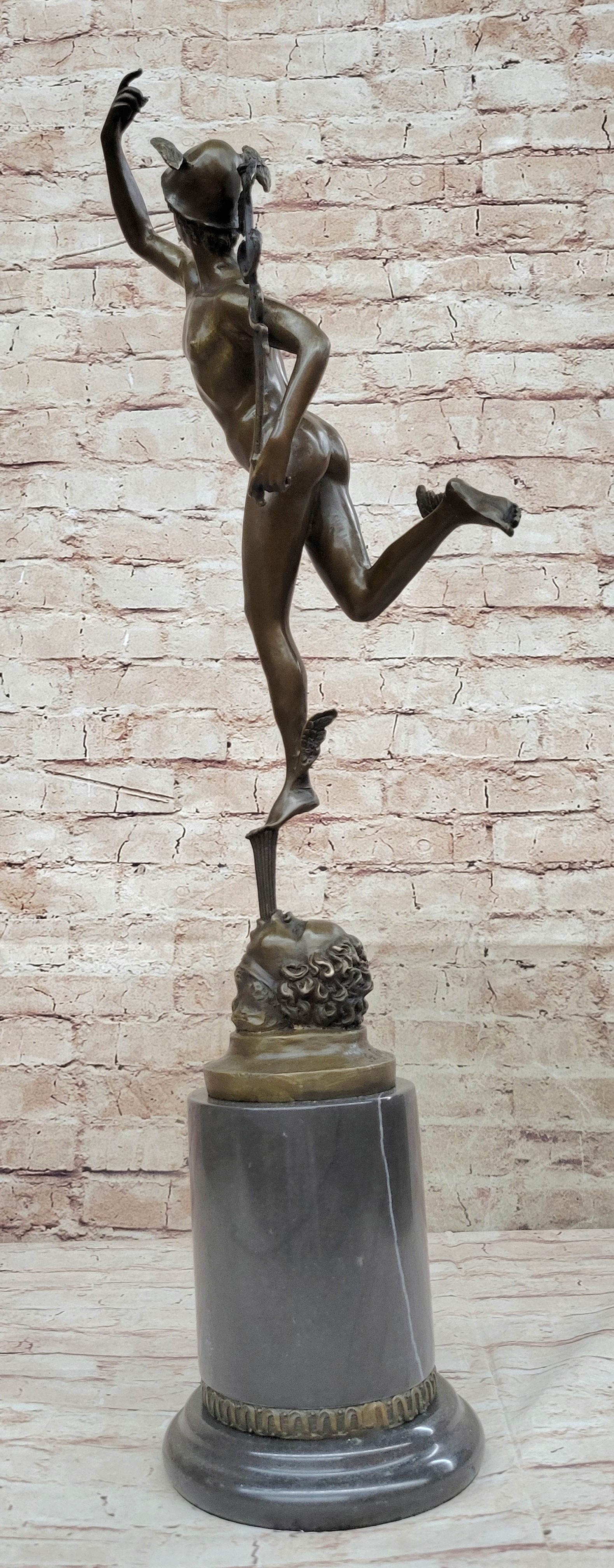 Bronze Skulptur Hermes Merkur 69 cm Figur Bronzefigur Bronzeskulptur antik Stil