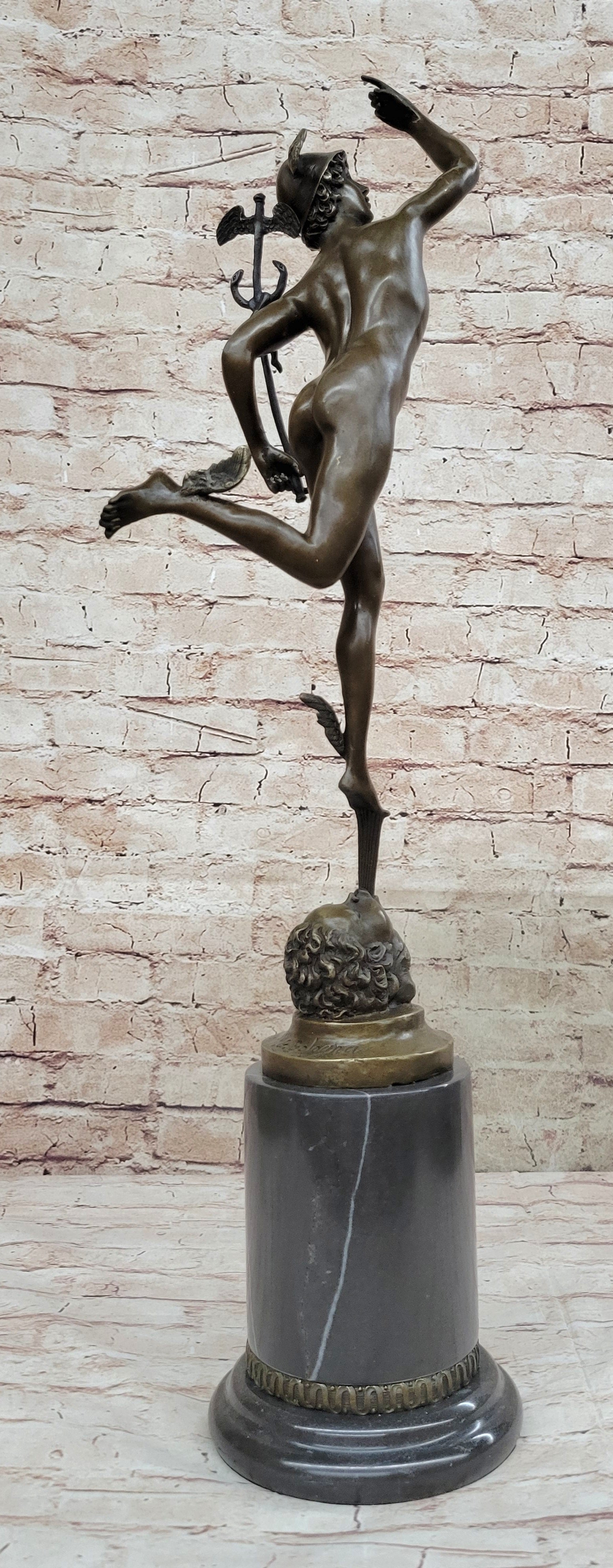 Bronze Skulptur Hermes Merkur 69 cm Figur Bronzefigur Bronzeskulptur antik Stil