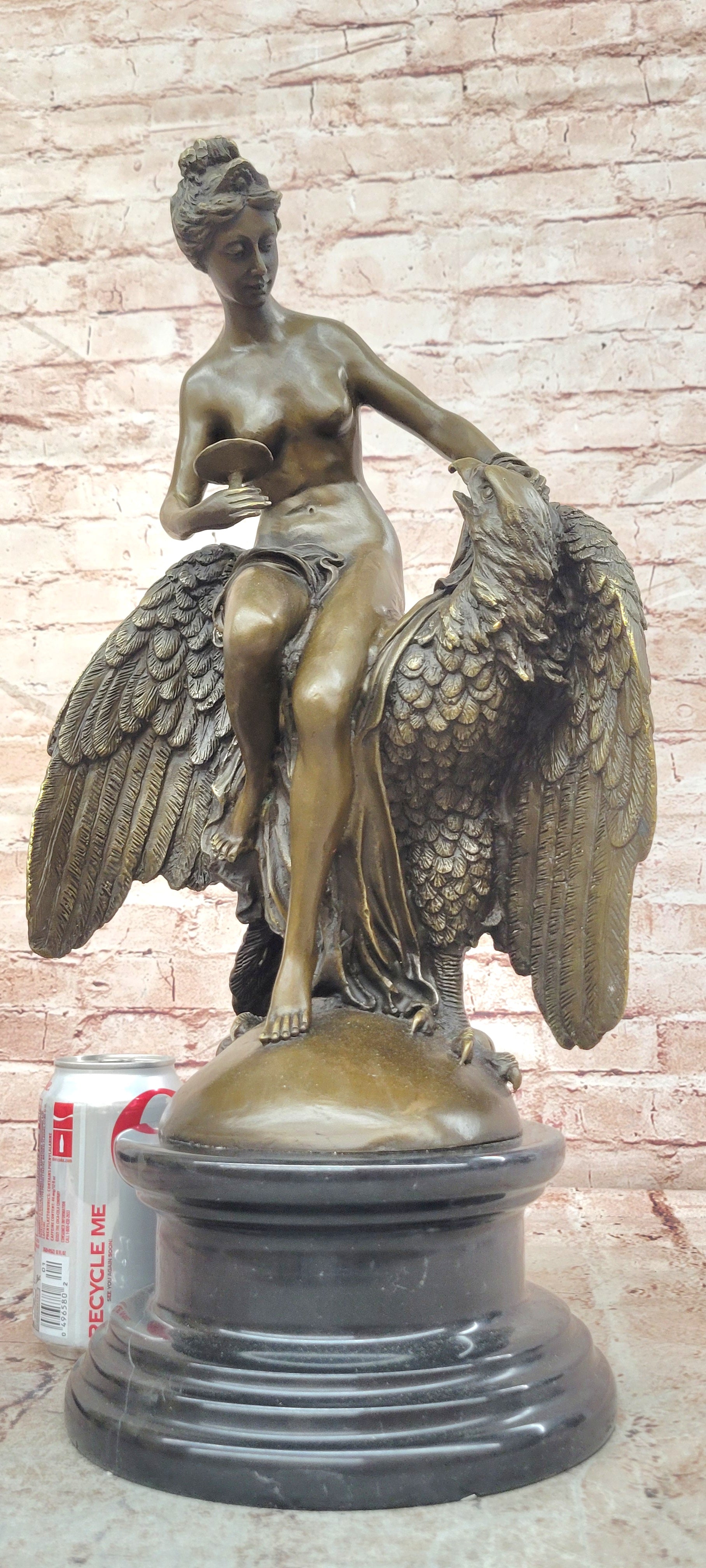 Handmade Elegance: Buhot`s Heber with Eagle - Nude Bronze Sculpture Decor