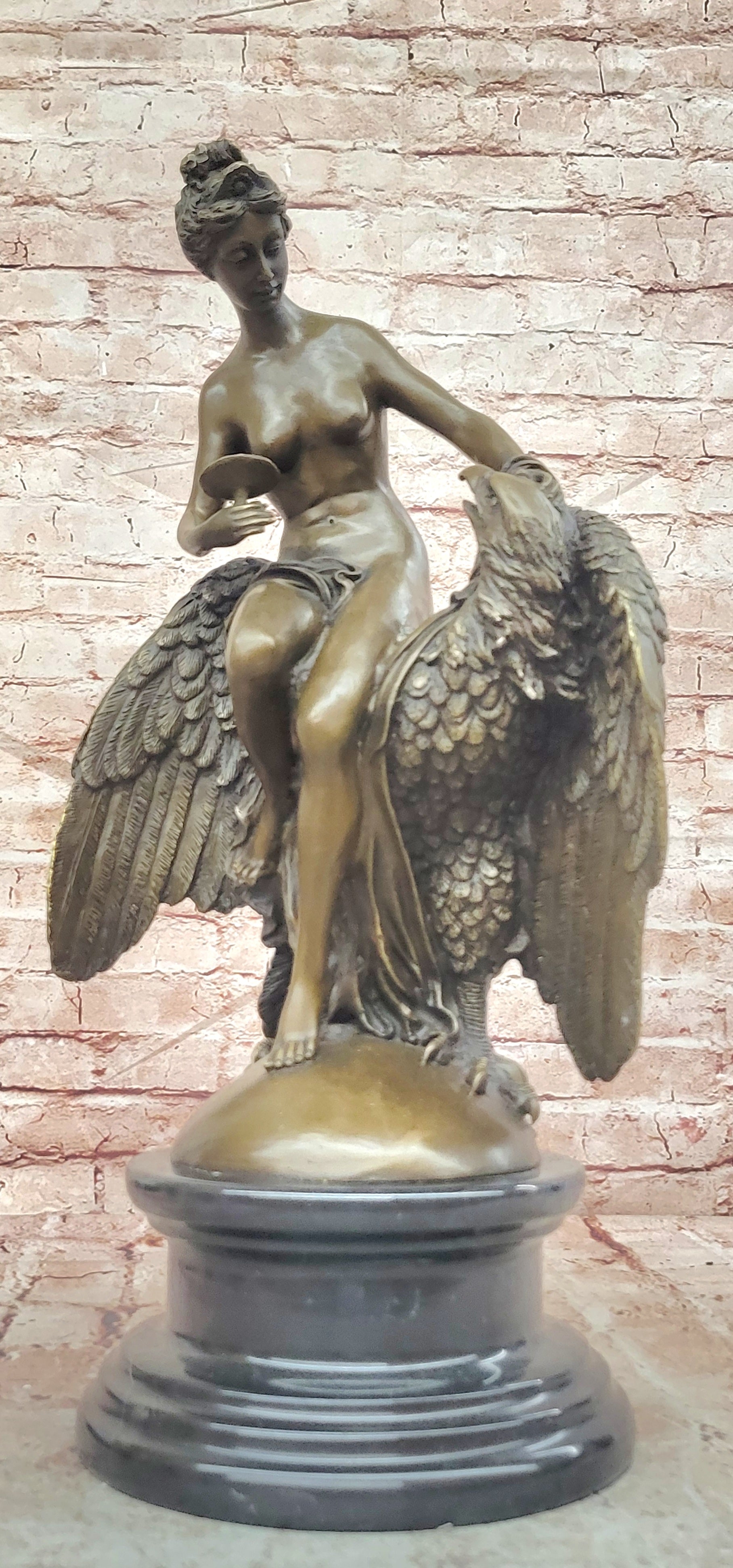 Handmade Elegance: Buhot`s Heber with Eagle - Nude Bronze Sculpture Decor