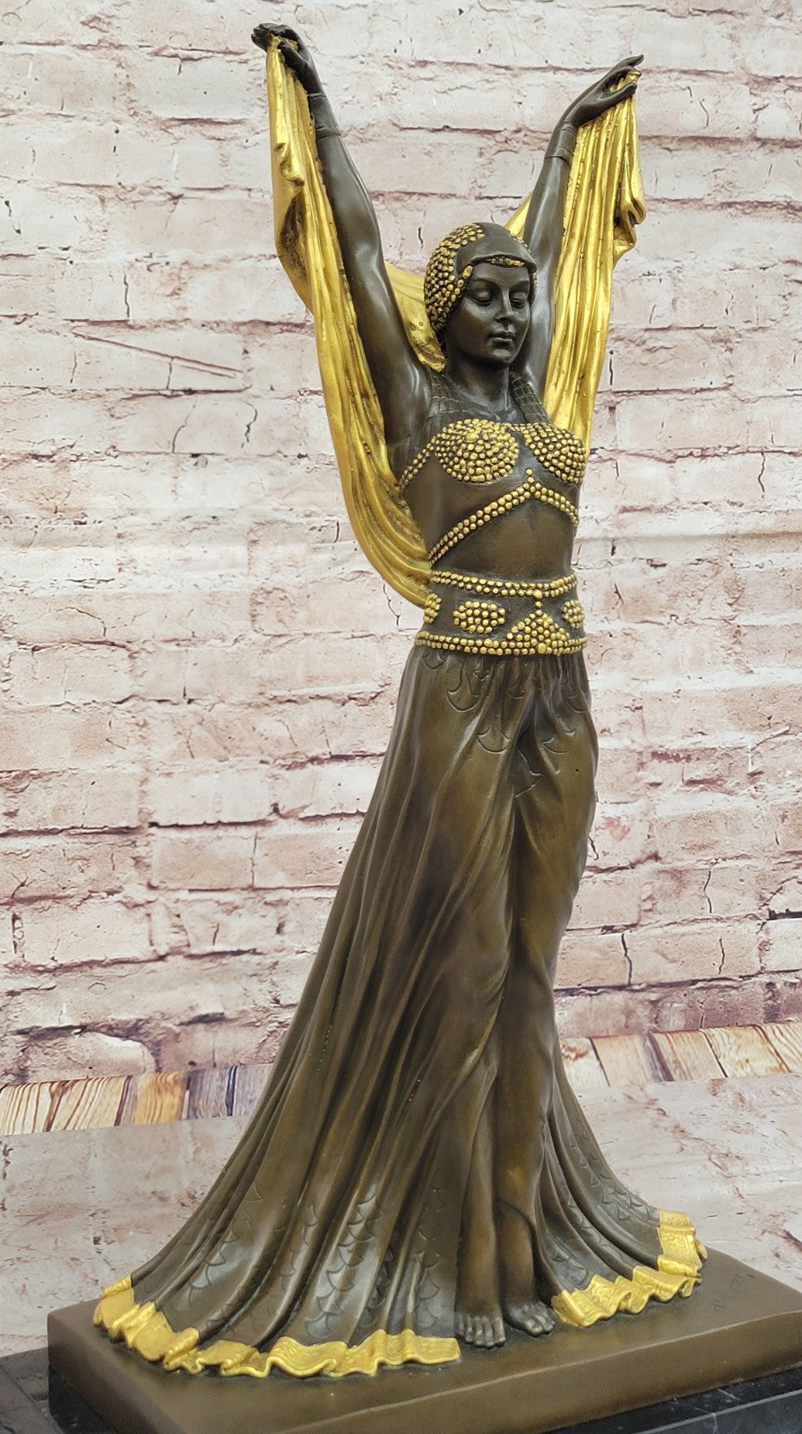 Bronze Sculpture by Chiparus Gold Patina Classic Artwork Masterpiece Design Sale