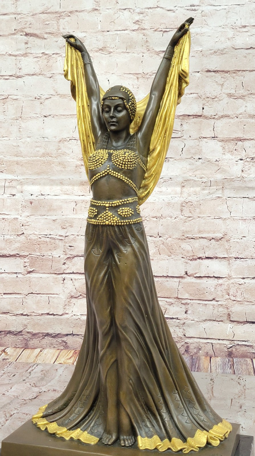 Bronze Sculpture by Chiparus Gold Patina Classic Artwork Masterpiece Design Sale