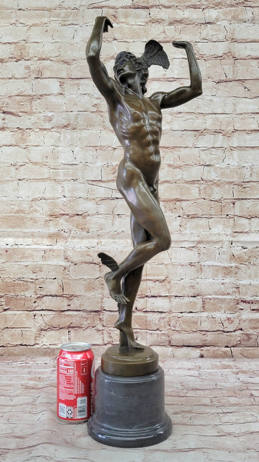 Bronze Statue Winged Mercury Hermes Mythology Flying Nercury Classic Artwork Art