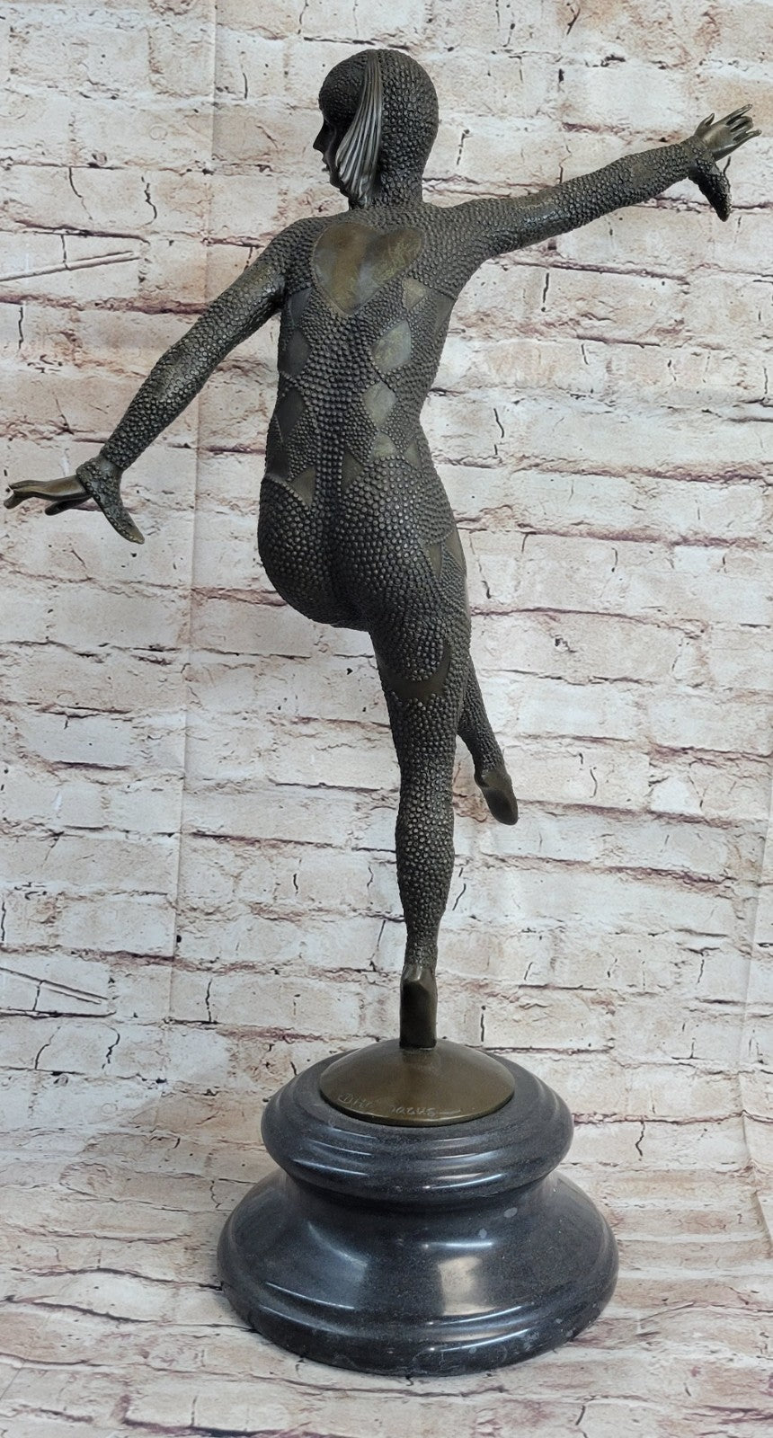 Art Deco Signed Chiparus Dancer Bronze Sculpture Marble Statue Figurine Figure
