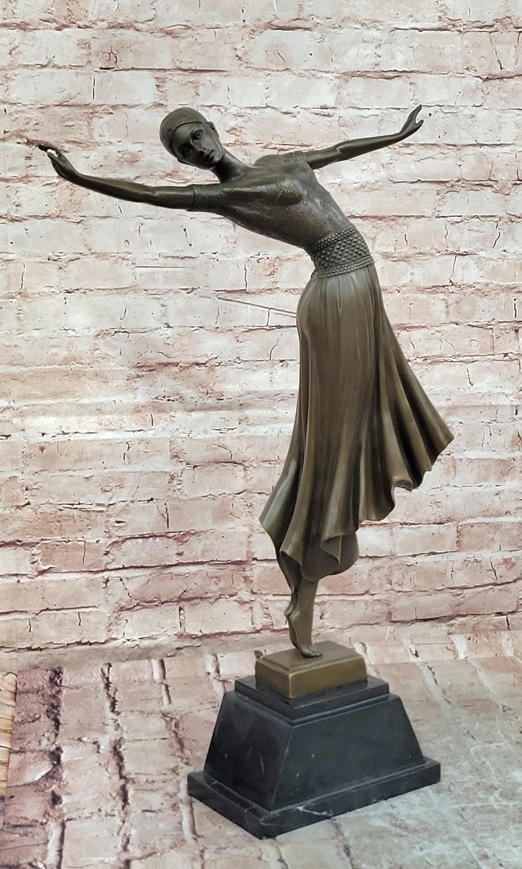 ART DECO BRONZE STATUE CHIPARUS ANTINEA SIGNED FIGURE HOT CAST LADY FIGURINE