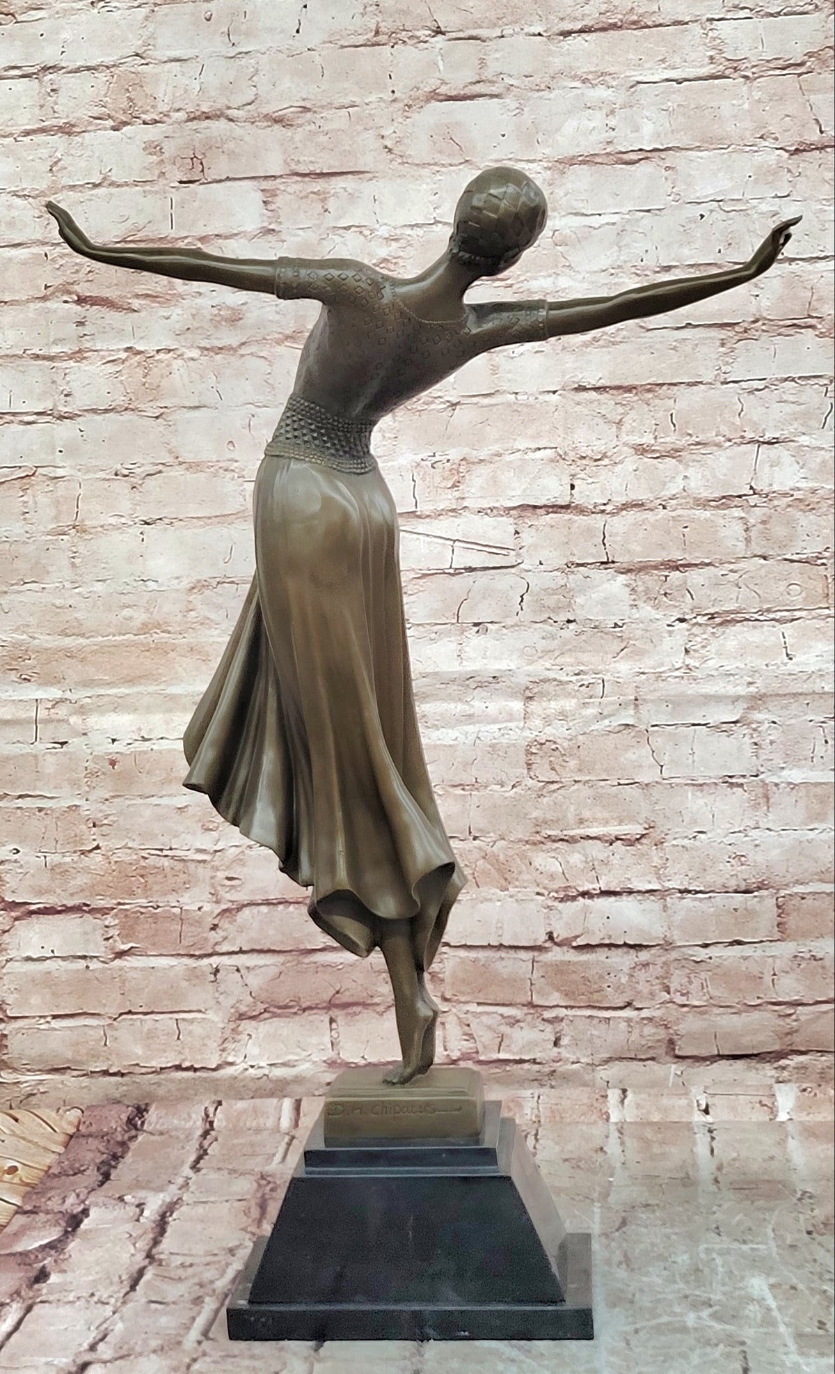 ART DECO BRONZE STATUE CHIPARUS ANTINEA SIGNED FIGURE HOT CAST LADY FIGURINE