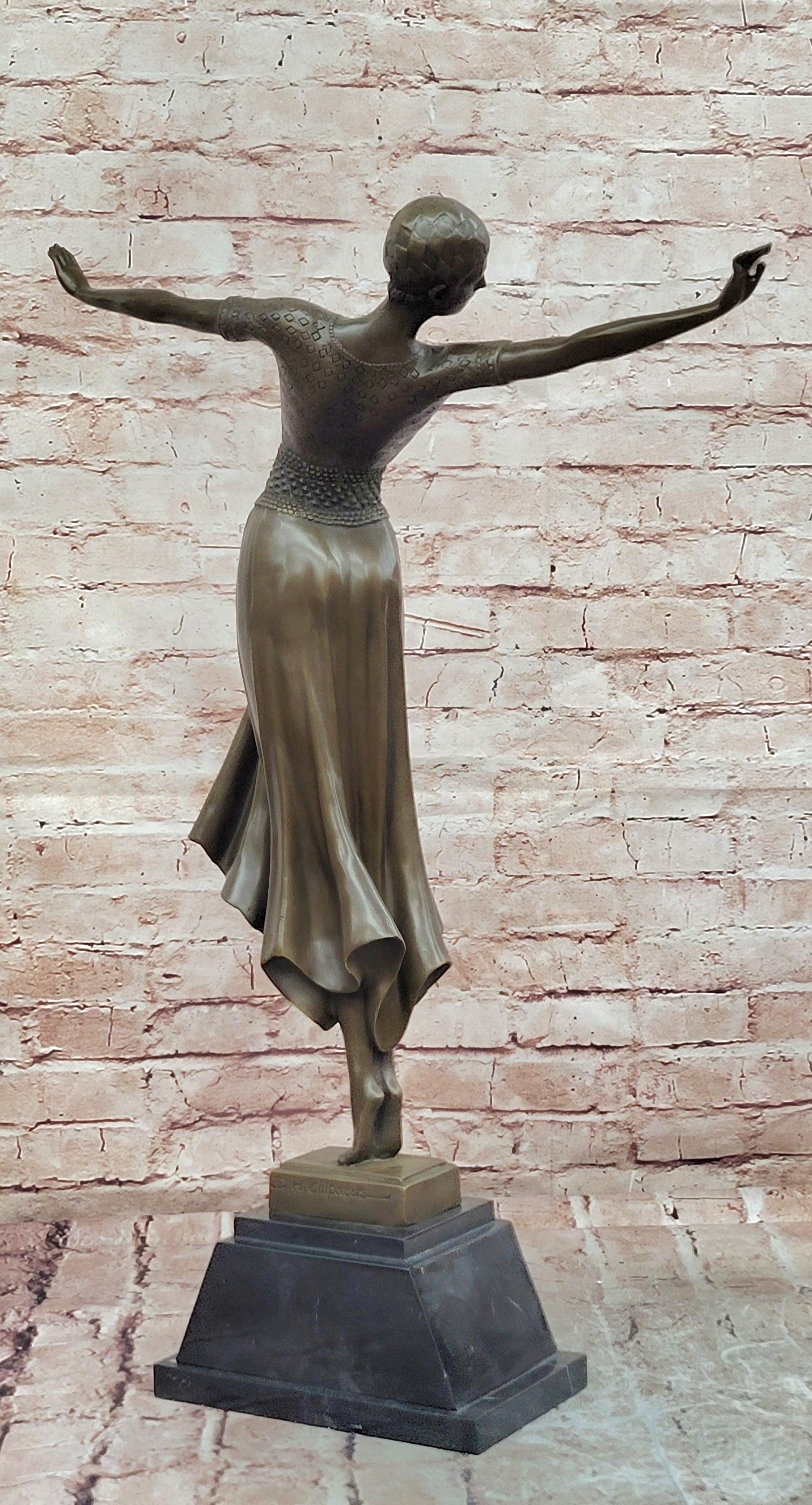 ART DECO BRONZE STATUE CHIPARUS ANTINEA SIGNED FIGURE HOT CAST LADY FIGURINE