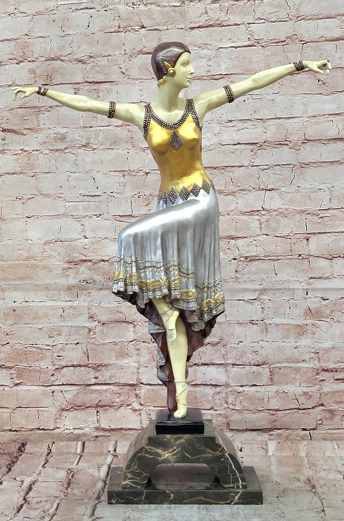 Art Deco Bronze Dancer Sculpture Demetre Chiparus Inspired Masterpiece Art