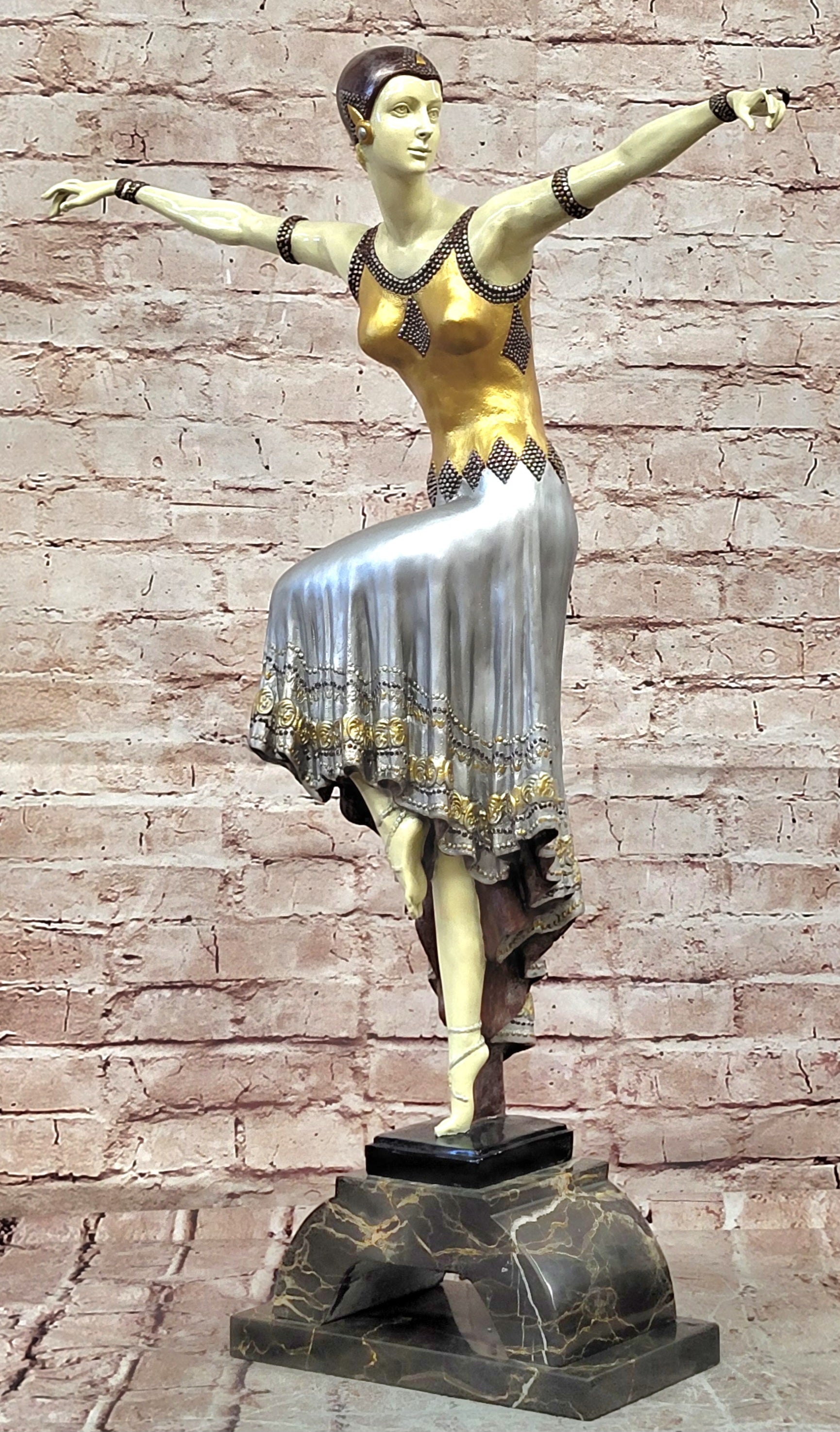 Art Deco Bronze Dancer Sculpture Demetre Chiparus Inspired Masterpiece Art